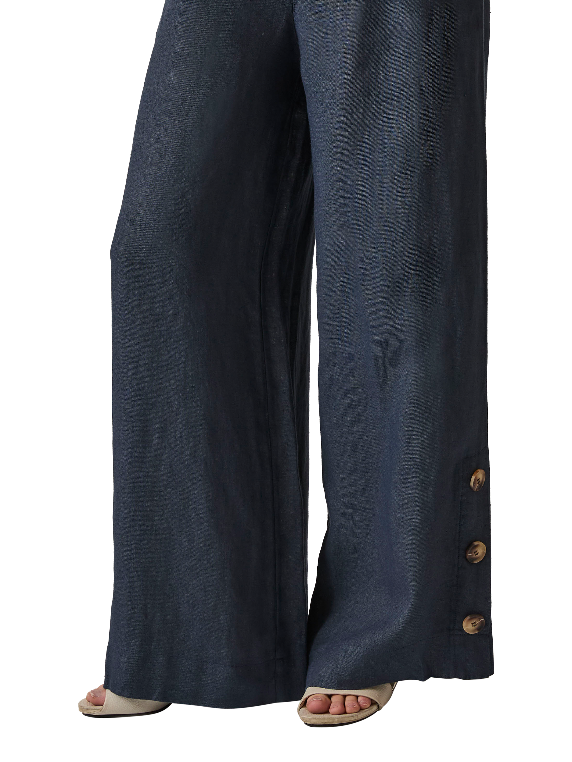 Product image 4 of 6, which shows James Lakeland Linen Button Detail Trousers, Navy, 8