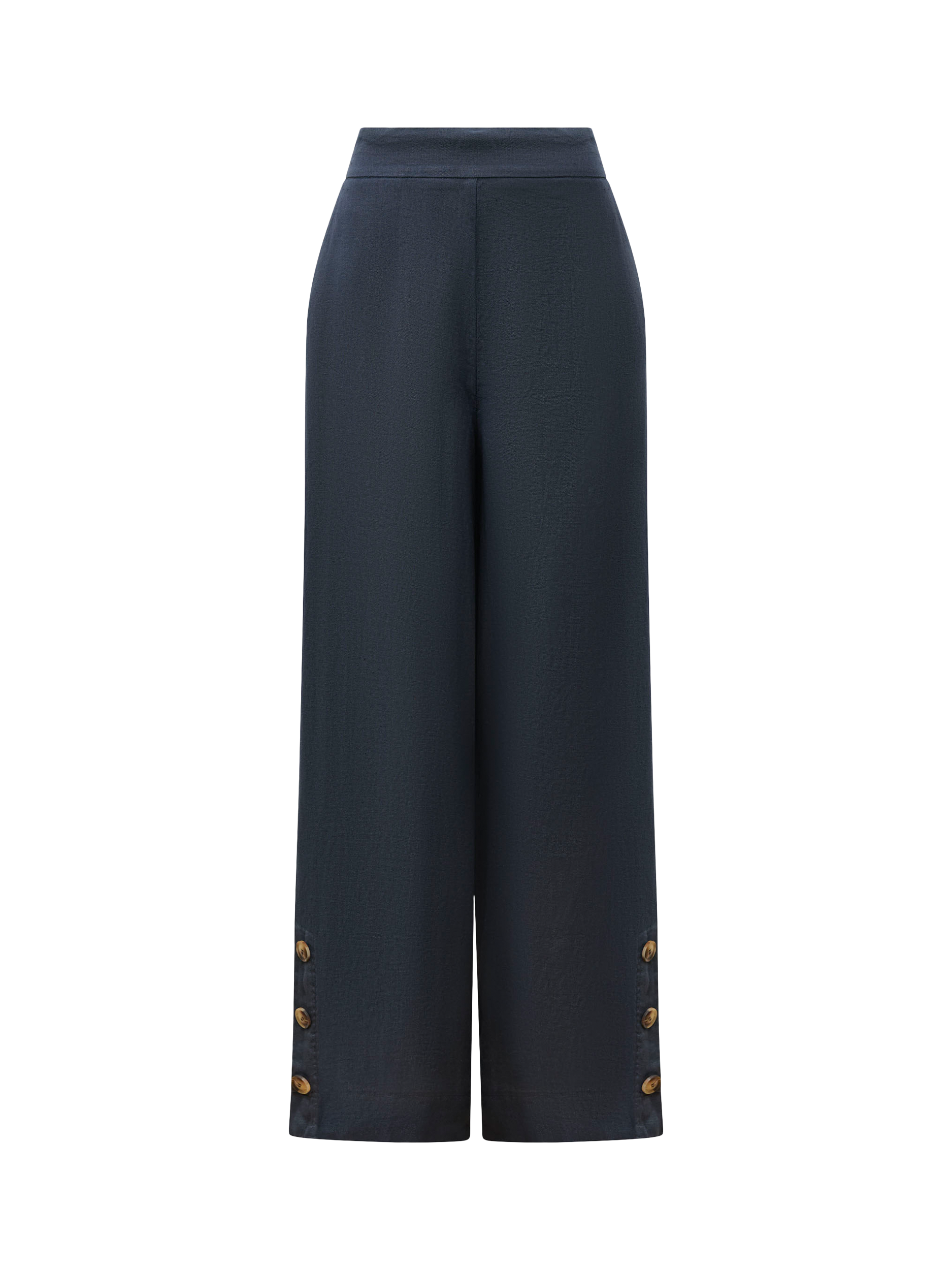 Product image 6 of 6, which shows James Lakeland Linen Button Detail Trousers, Navy, 8