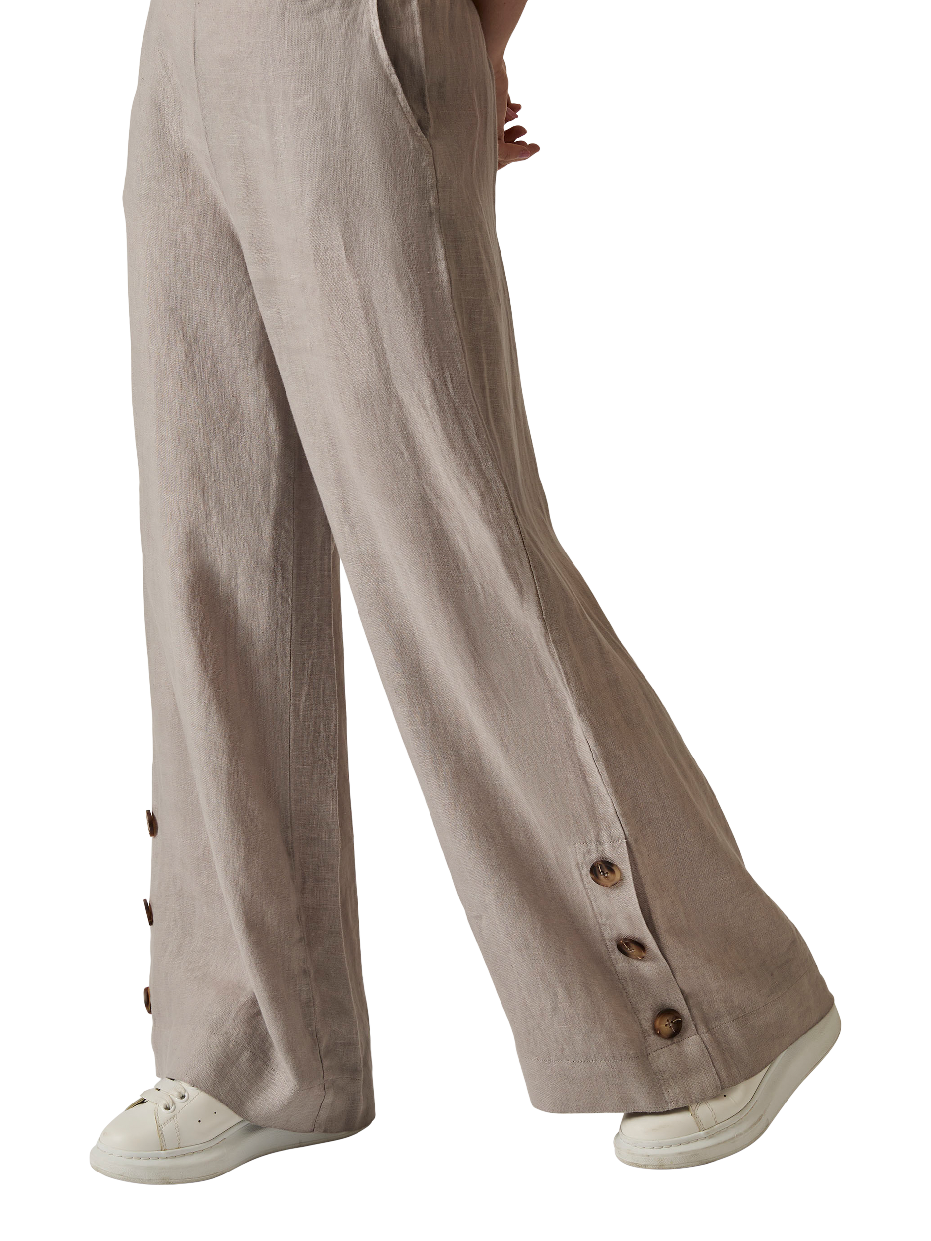 Product image 4 of 6, which shows James Lakeland Linen Button Detail Trousers, Taupe, 8