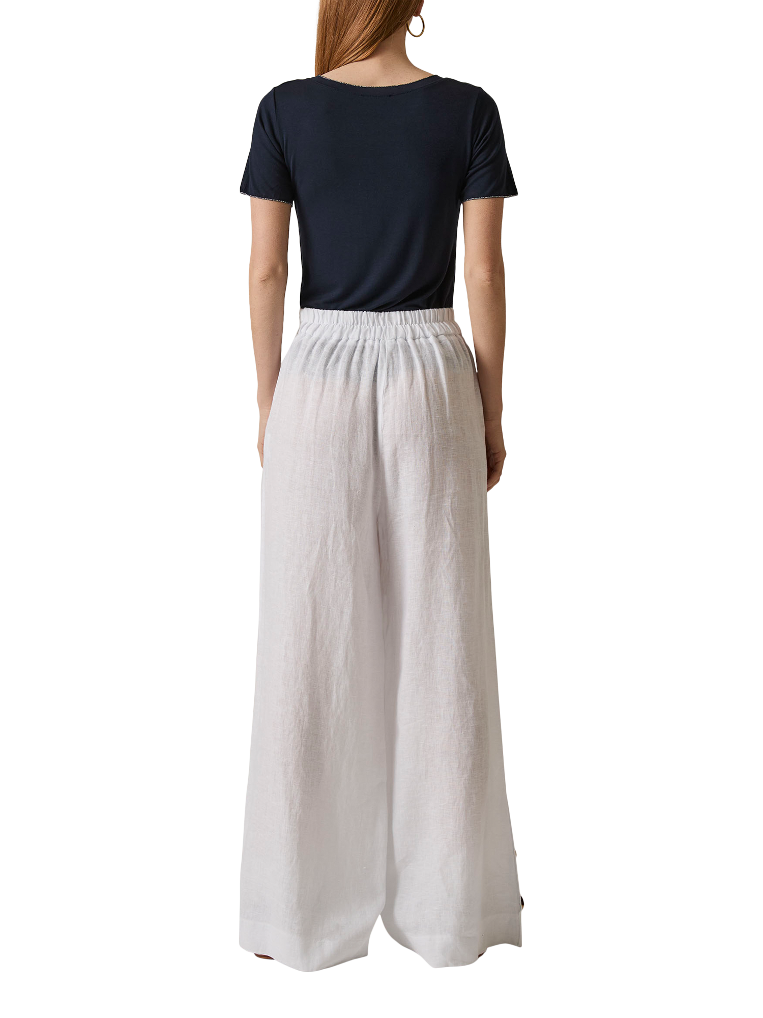 Product image 2 of 6, which shows James Lakeland Button Detail Pure Linen Trousers, White, 8