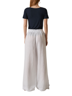 James Lakeland Button Detail Pure Linen Trousers, White - view 2, White