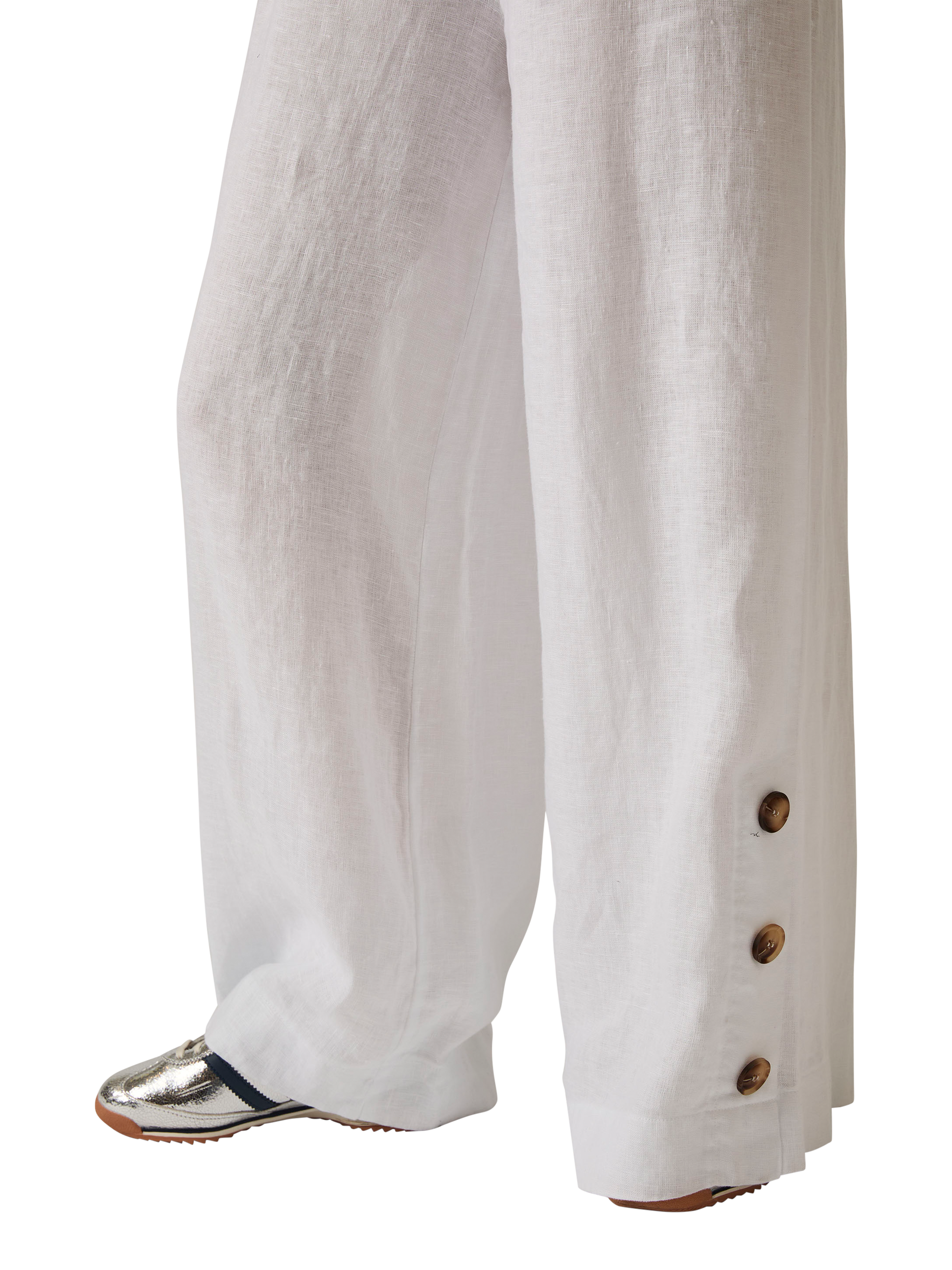 Product image 4 of 6, which shows James Lakeland Button Detail Pure Linen Trousers, White, 8