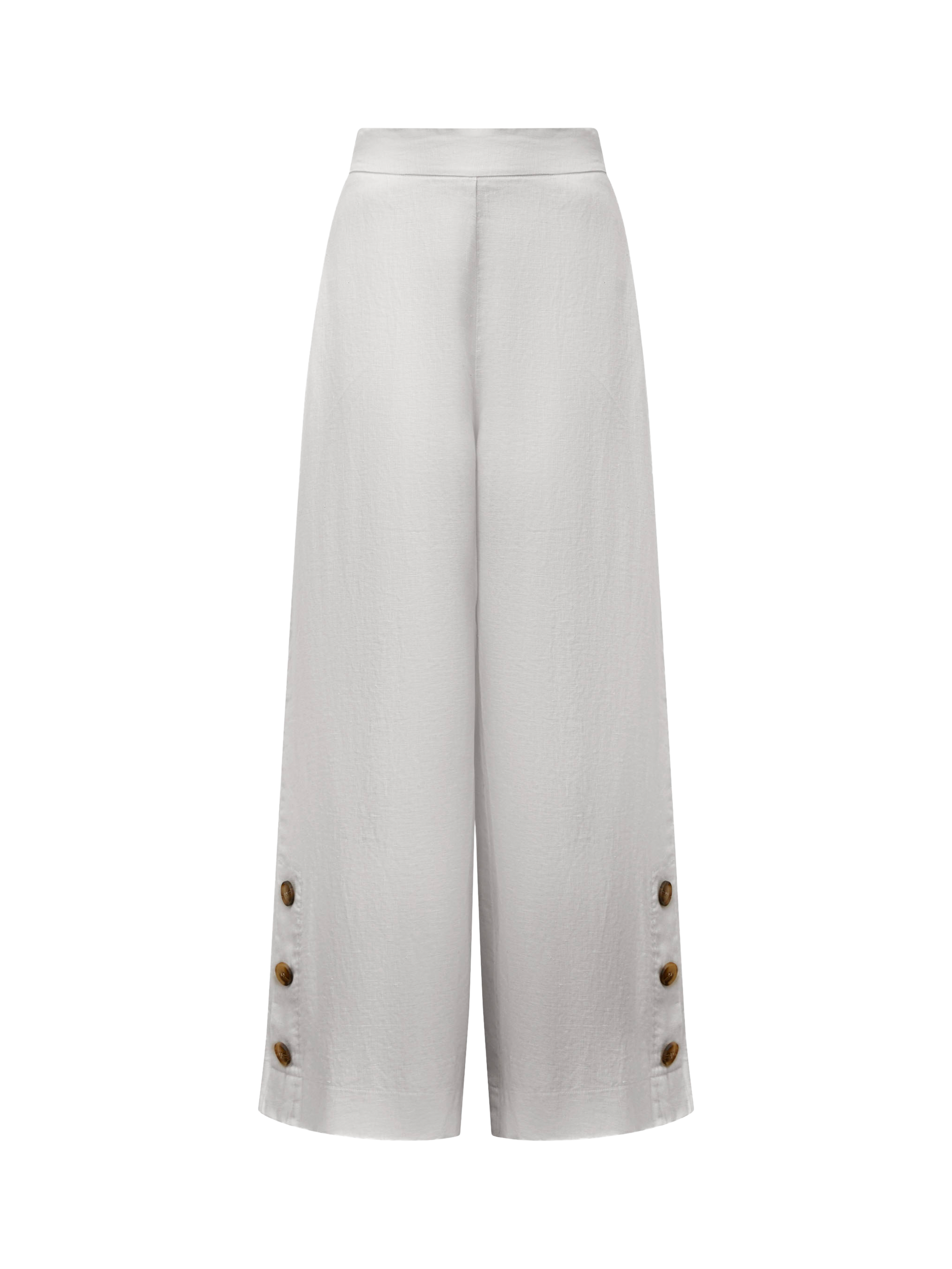 Product image 6 of 6, which shows James Lakeland Button Detail Pure Linen Trousers, White, 8