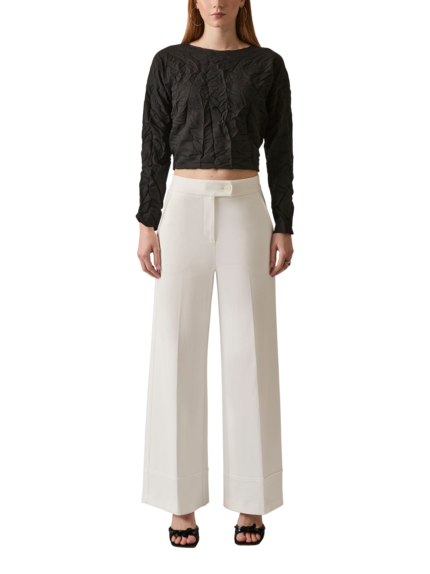 James Lakeland Tailored Wide Leg Trousers, White