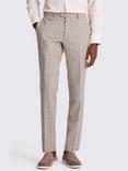 Moss Tailored Slim Fit Striped Linen Blend Suit Trousers, Beige
