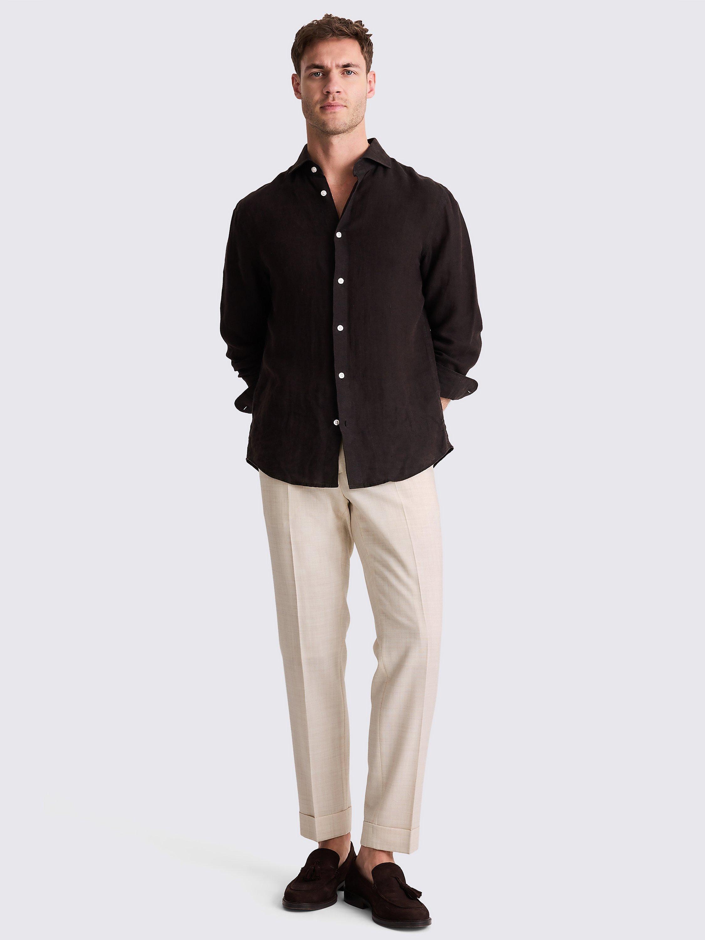 Product image 2 of 3, which shows Moss Straight Fit Wool Trousers, Beige, 30S