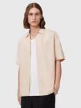 AllSaints Bandol Regular Fit Linen Blend Short Sleeve Shirt, Beige
