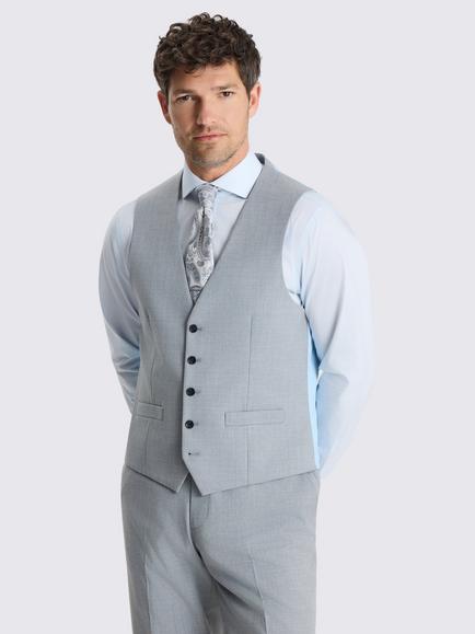 Moss Regular Fit Stretch Suit Waistcoat, Light Grey