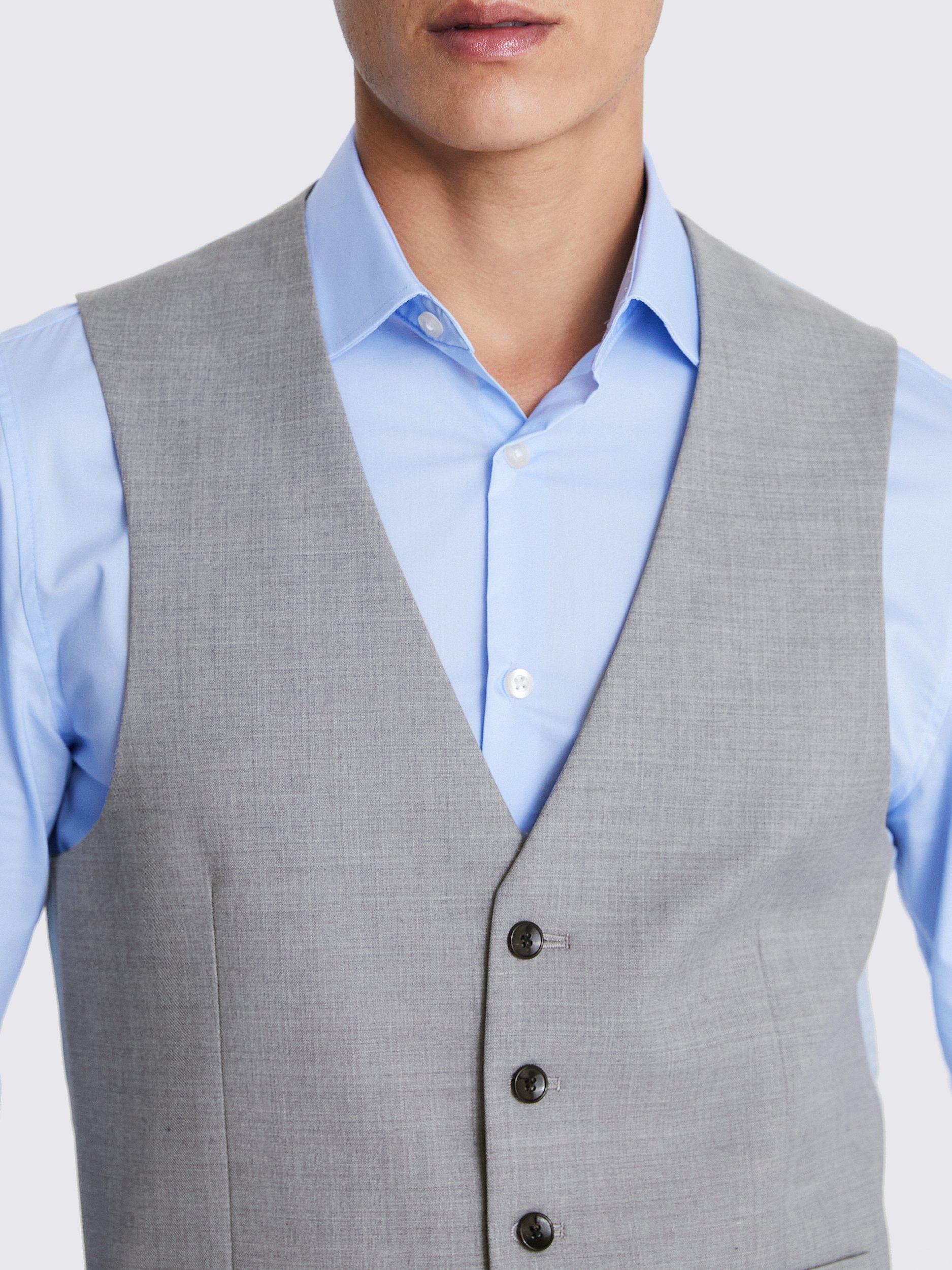 Product image 3 of 3, which shows Moss Regular Fit Stretch Waistcoat, Light Grey, 36R