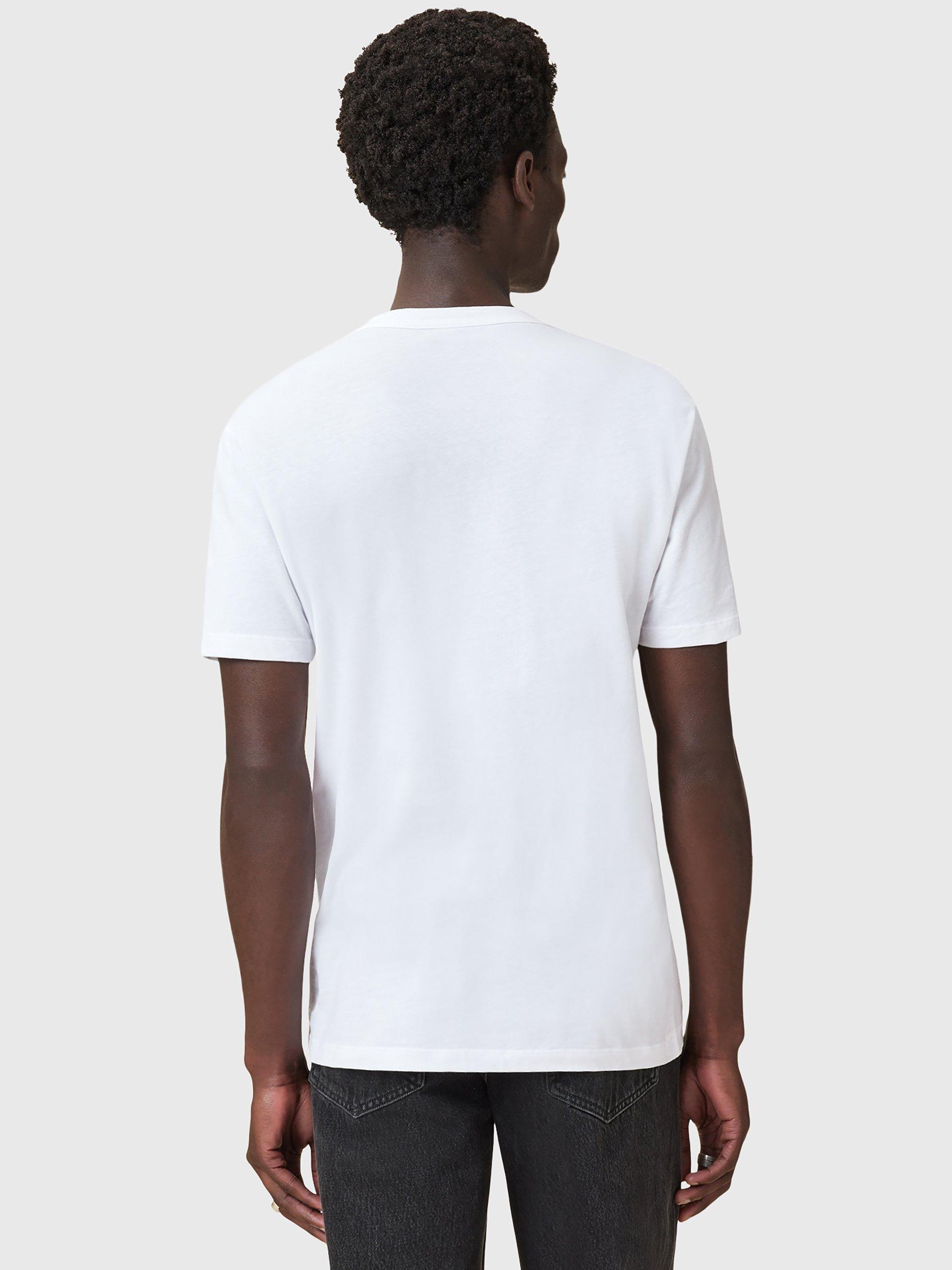 Product image 4 of 9, which shows AllSaints Brace Slim Fit Cotton T-Shirt, Pack of 3, Optical White/Lilac/Blue, L