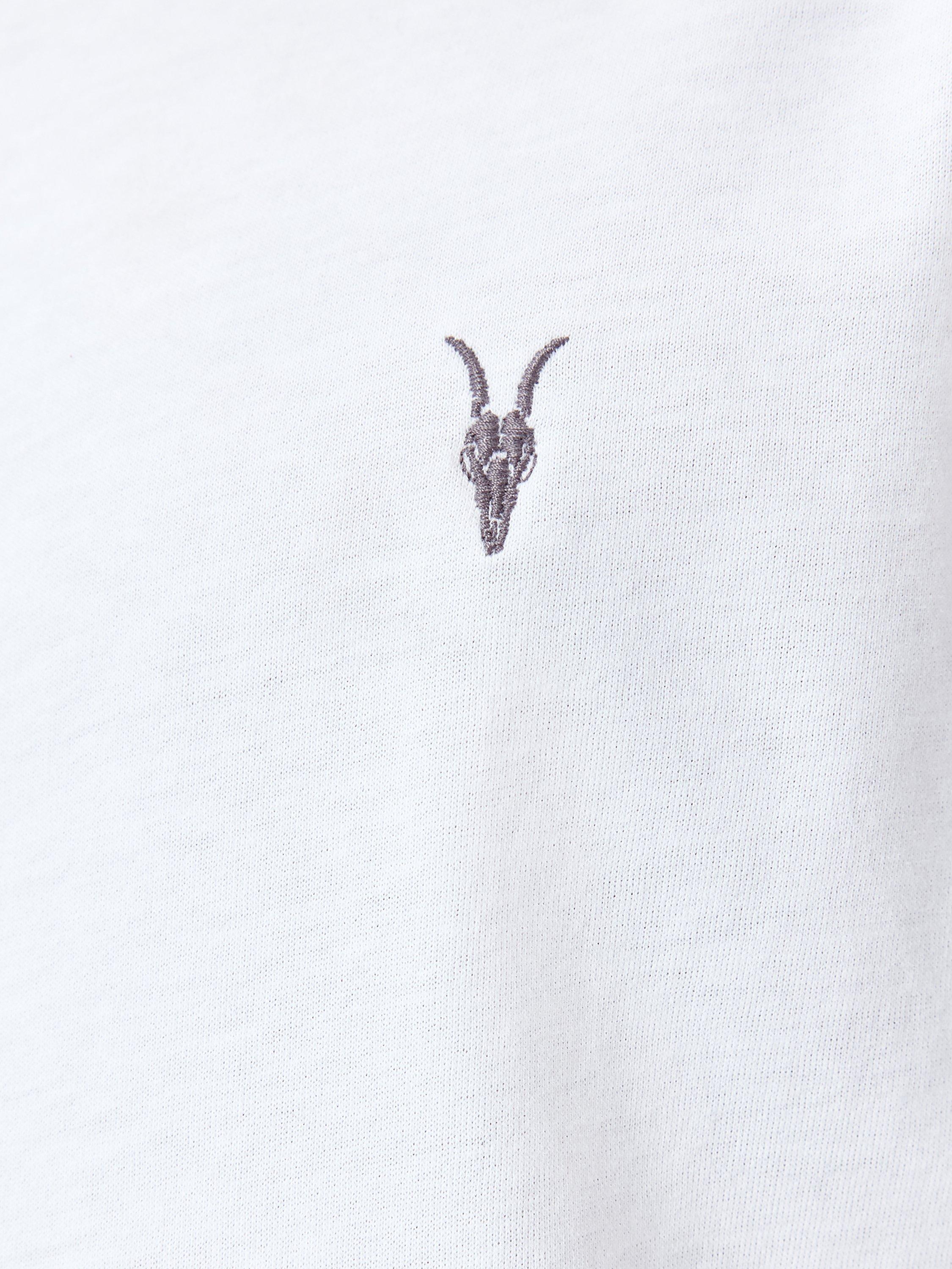 Product image 5 of 9, which shows AllSaints Brace Slim Fit Cotton T-Shirt, Pack of 3, Optical White/Lilac/Blue, L