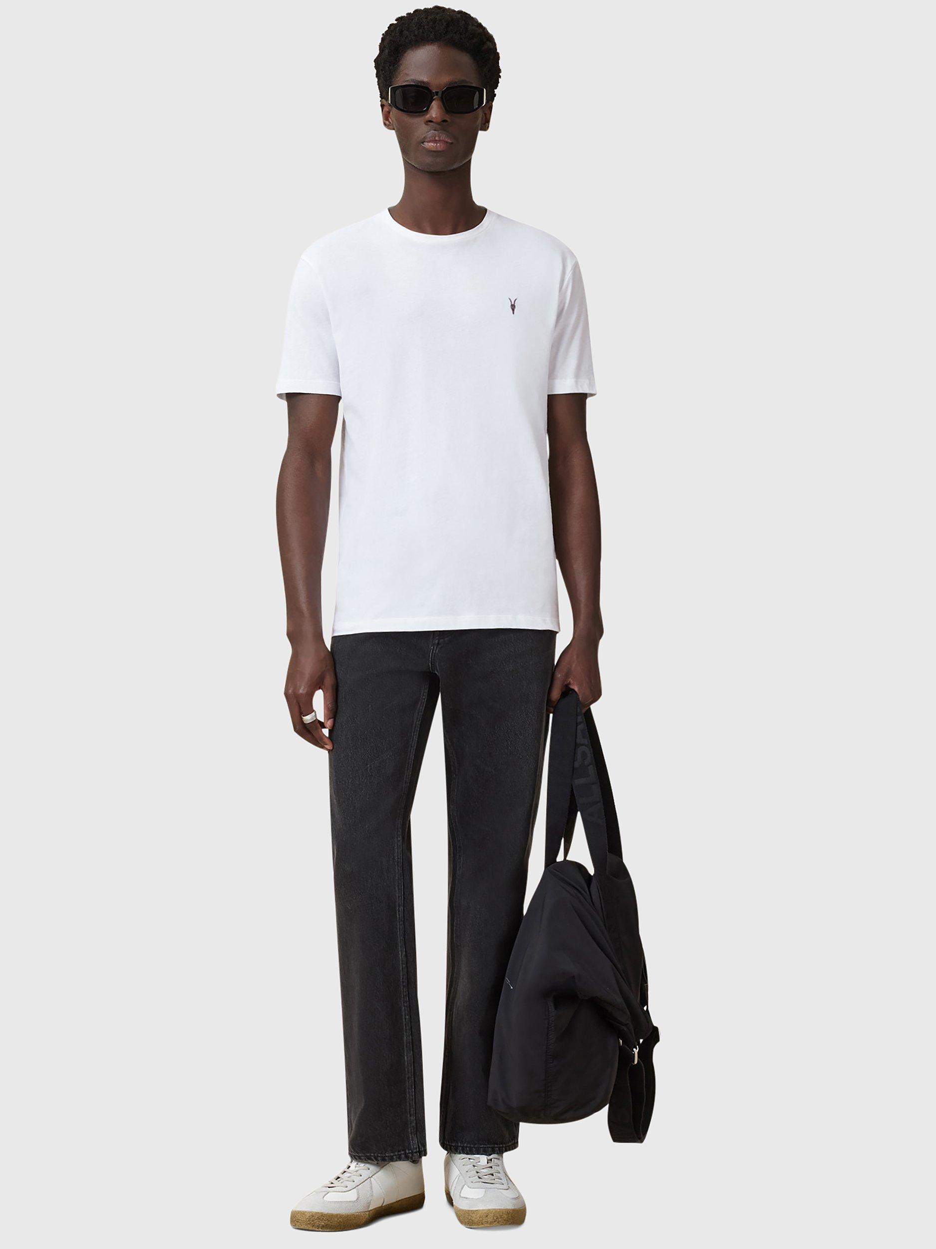Product image 7 of 9, which shows AllSaints Brace Slim Fit Cotton T-Shirt, Pack of 3, Optical White/Lilac/Blue, L