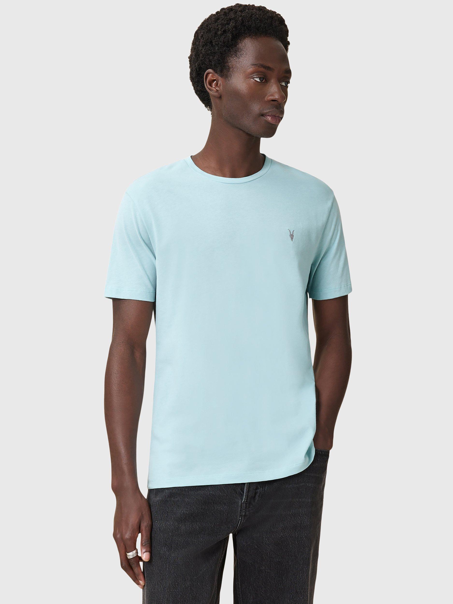 Product image 8 of 9, which shows AllSaints Brace Slim Fit Cotton T-Shirt, Pack of 3, Optical White/Lilac/Blue, L