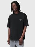 AllSaints Lover Cotton Oversized Fit Short Sleeve Logo T-Shirt, Black Nearly Black