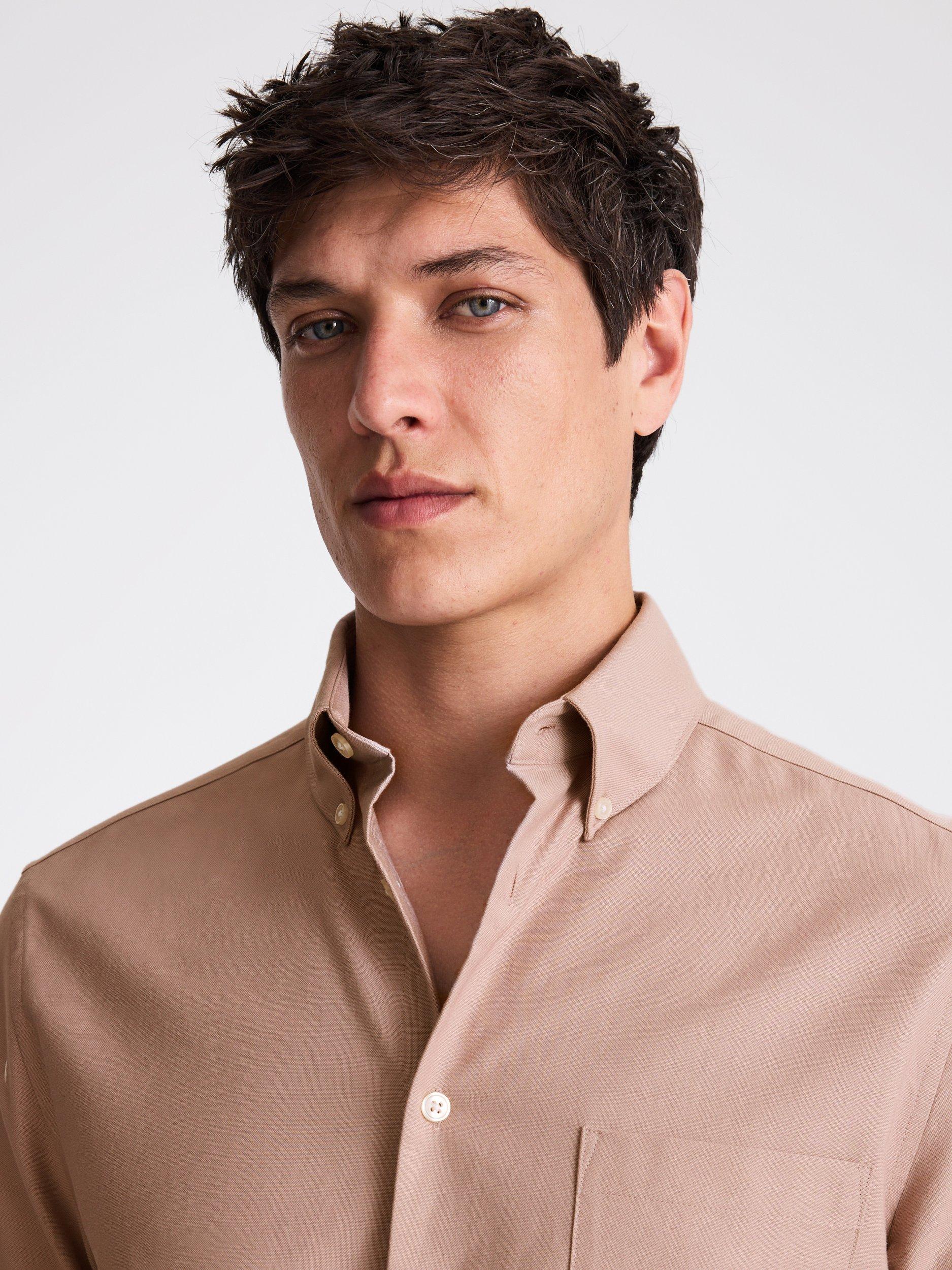 Product image 3 of 11, which shows Moss Regular Fit Washed Cotton Oxford Shirt, Dusty Pink, S