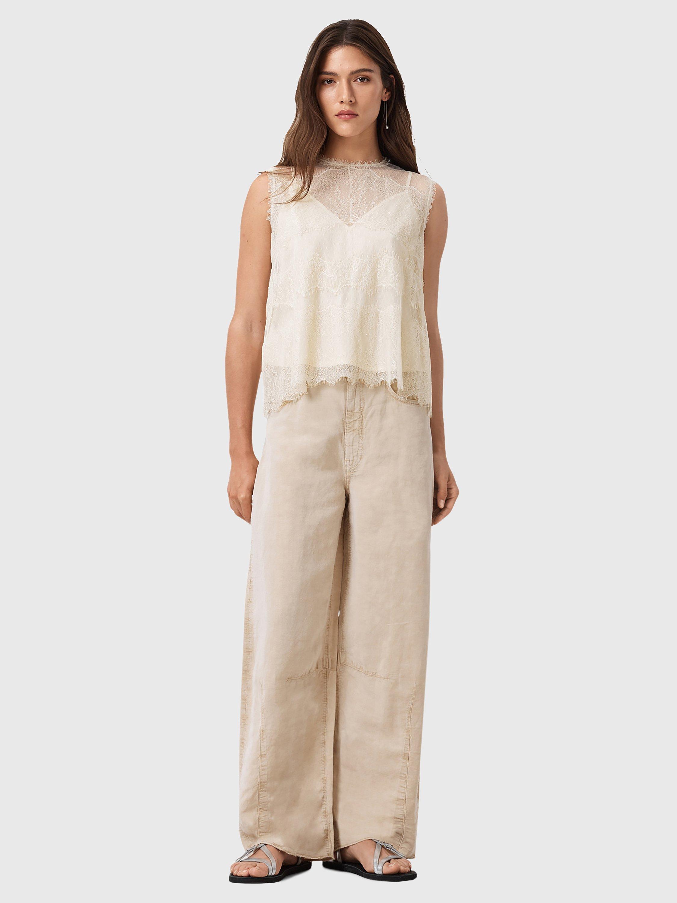 Product image 8 of 9, which shows AllSaints Clara Lace Sleeveless Top, Vintage White, 6