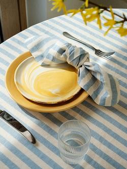 Piglet in Bed Pembroke Stripe Linen Blend Table Napkin, Coastal Blue - view 2, Coastal Blue
