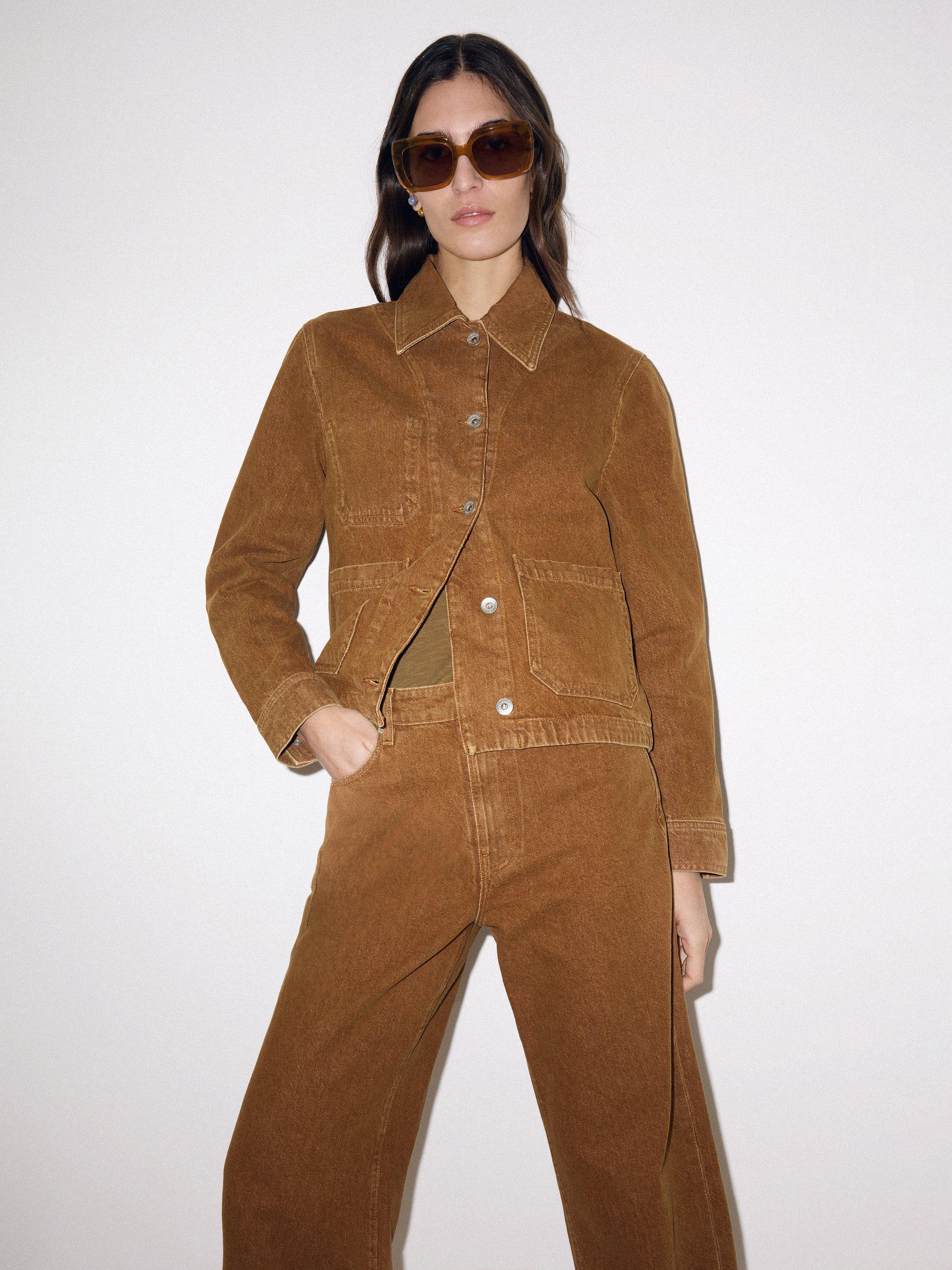 Product image 1 of 7, which shows Jigsaw Tyne Wide Leg Cropped Denim Jeans, Brown, 24R