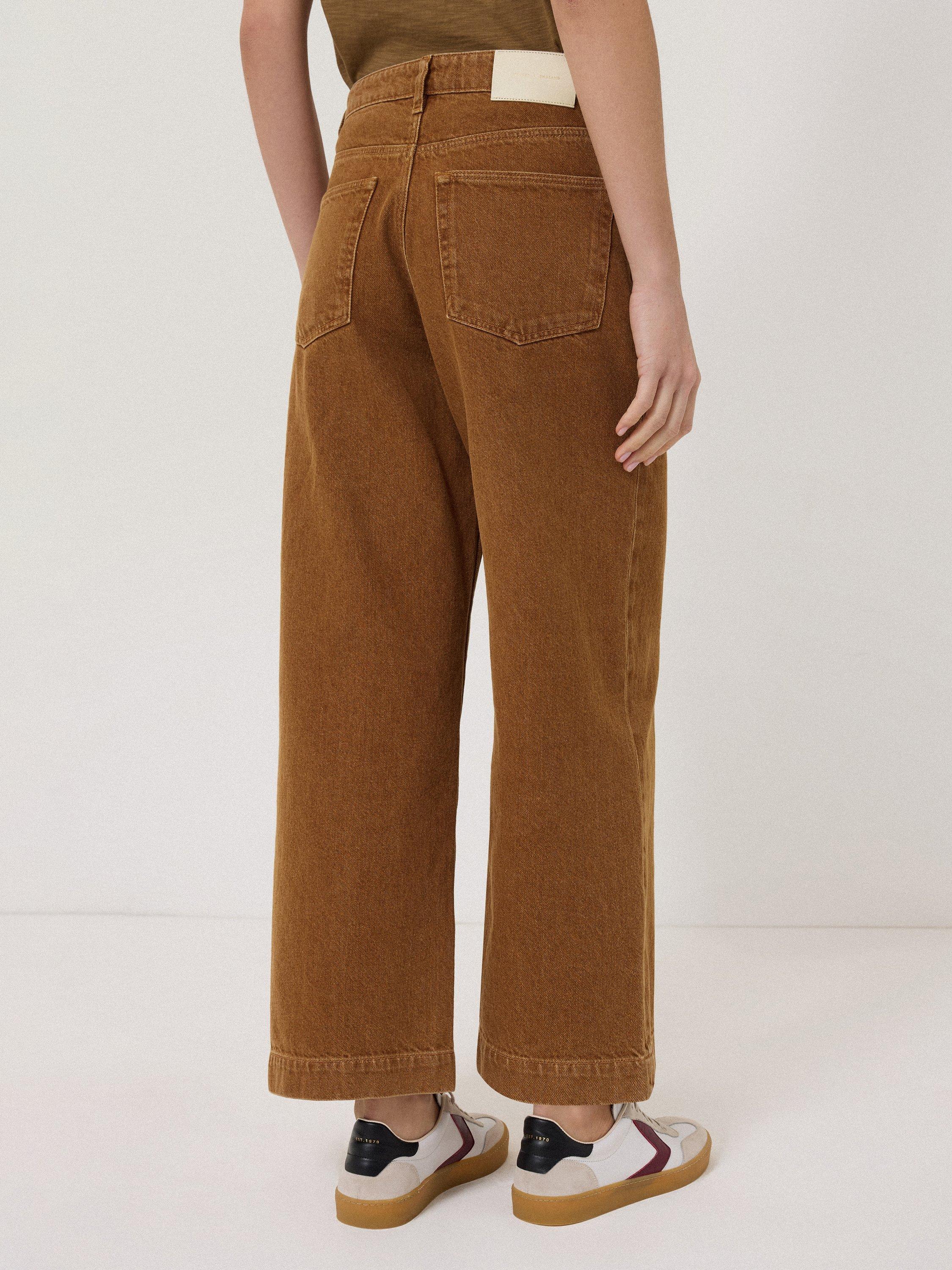Product image 2 of 7, which shows Jigsaw Tyne Wide Leg Cropped Denim Jeans, Brown, 24R