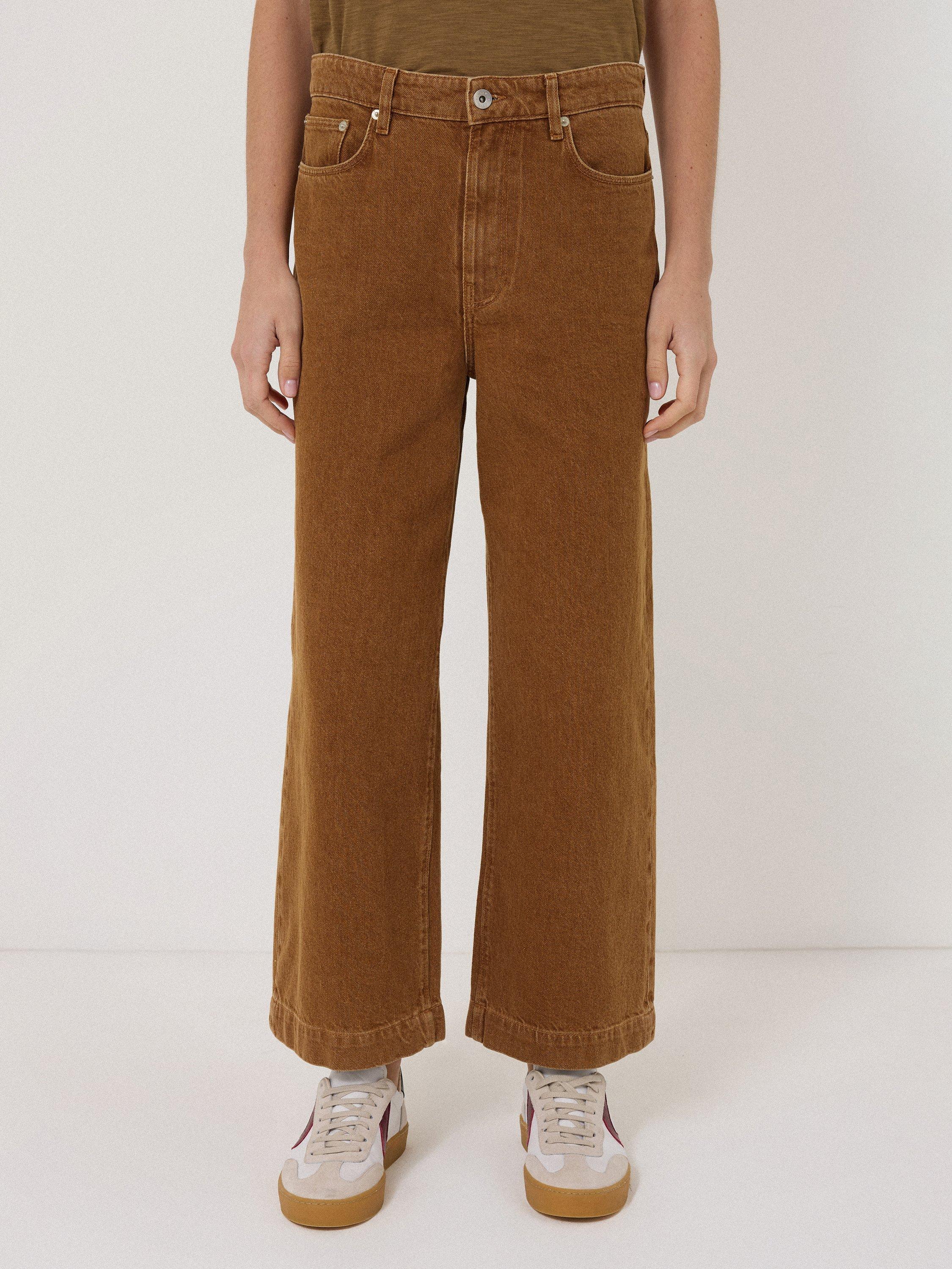 Product image 4 of 7, which shows Jigsaw Tyne Wide Leg Cropped Denim Jeans, Brown, 24R