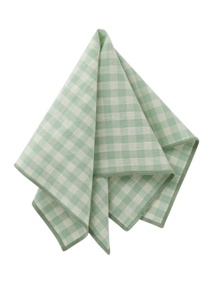 Piglet in Bed Gingham Linen Blend Table Napkin, Sage Green