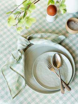 Piglet in Bed Gingham Linen Blend Table Napkin, Sage Green - view 2, Sage Green