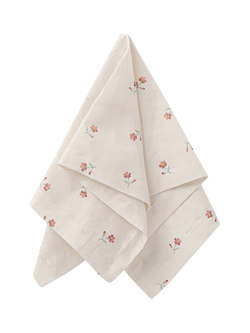 Piglet in Bed Posy Bud Floral Linen Cotton Blend Napkin, Set of 4, Pearl - view 2, Pearl