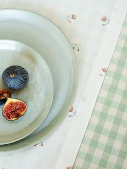 Piglet in Bed Posy Bud Floral Linen Cotton Blend Table Runner, Pearl - view 2, Pearl