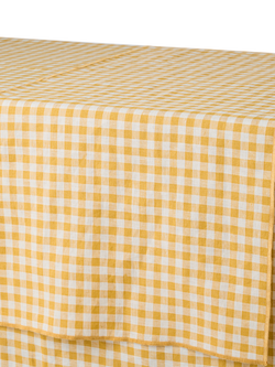 Piglet in Bed Gingham Linen Table Runner, Honey - view 2, Honey