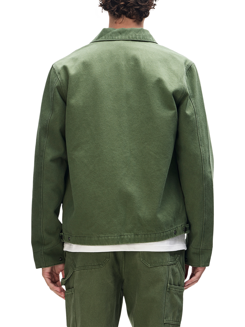 Product image 2 of 7, which shows Deus ex Machina Zip Through Denim Jacket, Cypress Green, L