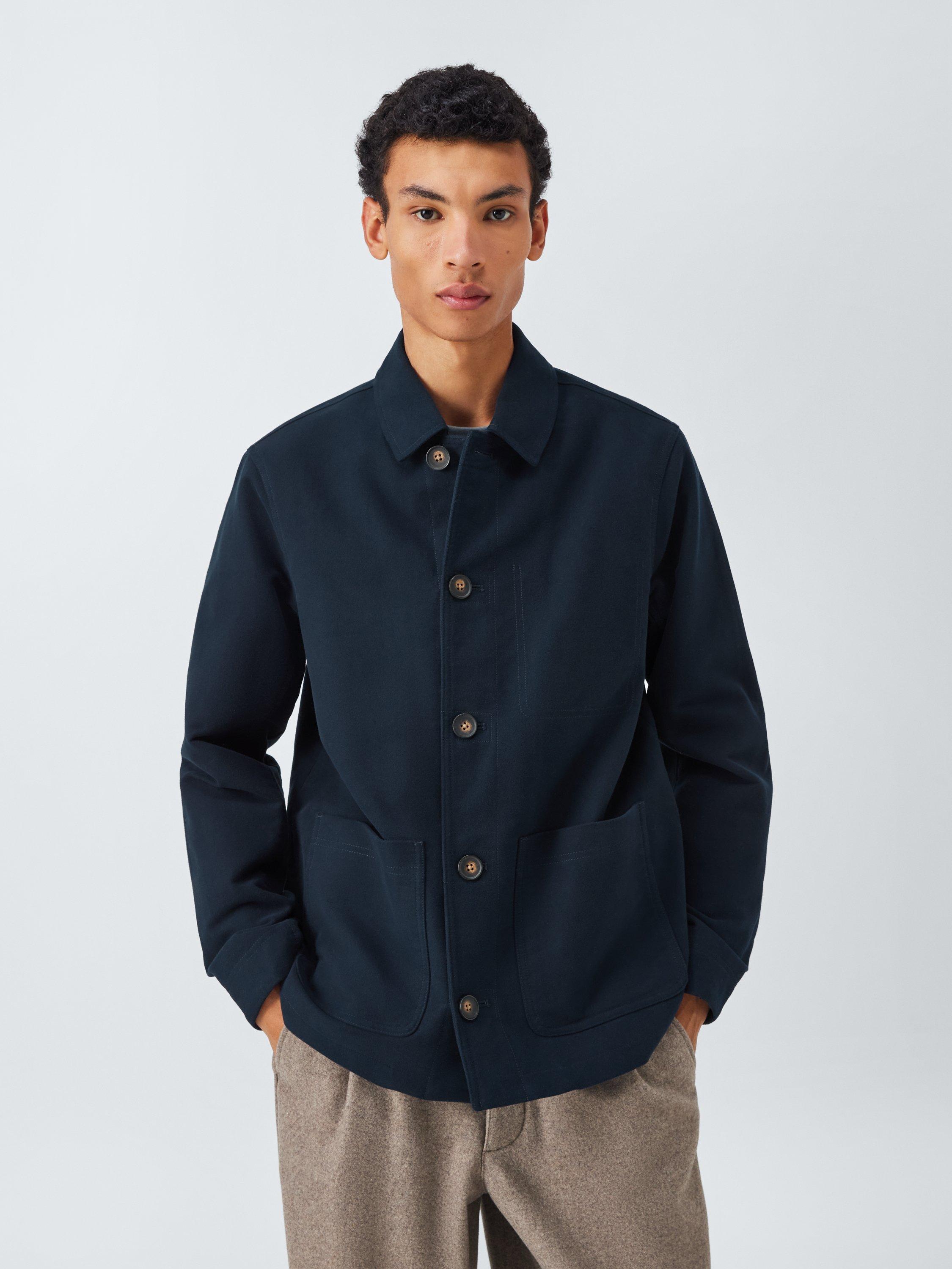 Product image 1 of 6, which shows John Lewis Moleskin Chore Jacket, Sky Captain, S
