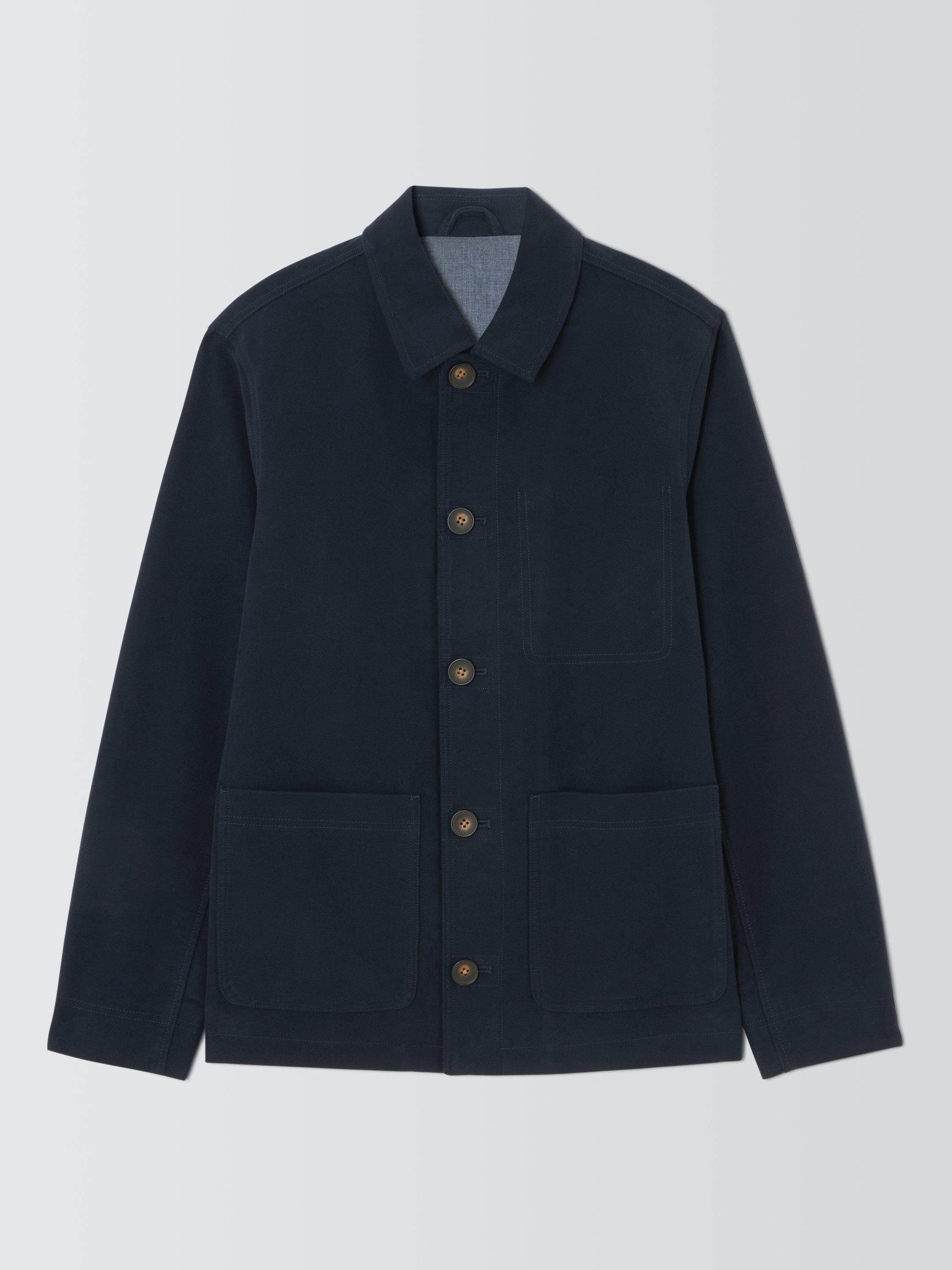 Product image 4 of 6, which shows John Lewis Moleskin Chore Jacket, Sky Captain, S