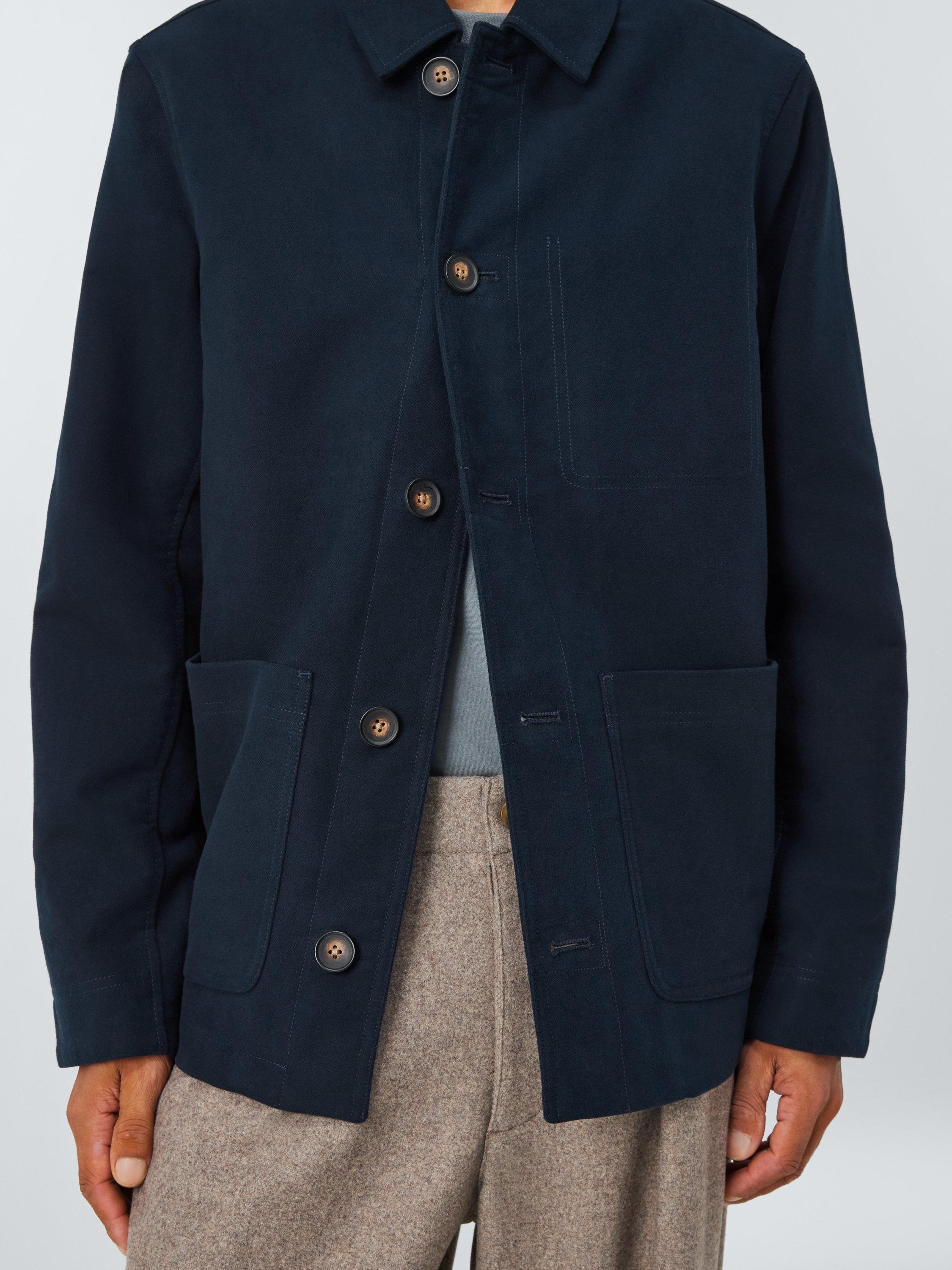 Product image 6 of 6, which shows John Lewis Moleskin Chore Jacket, Sky Captain, S