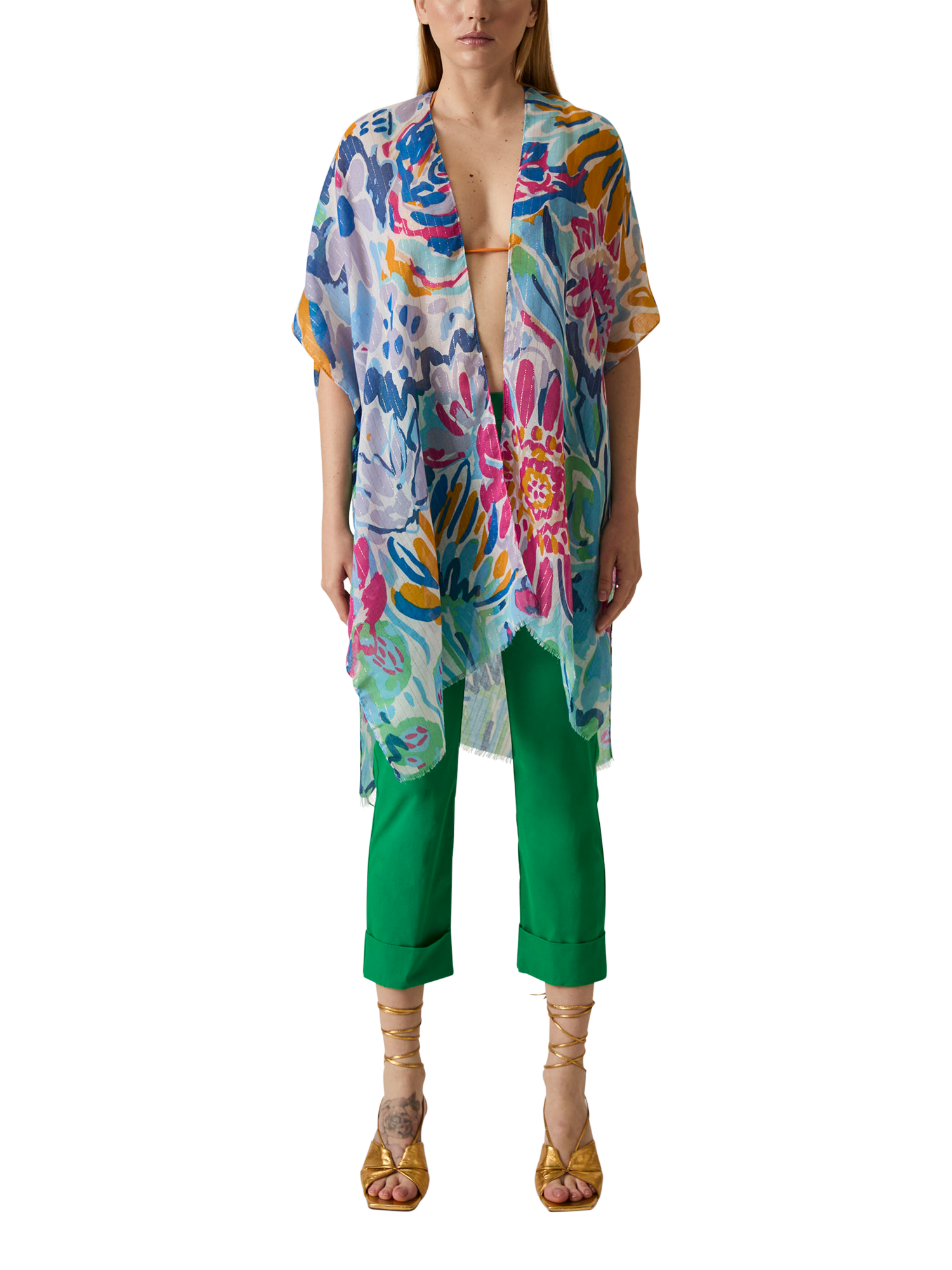 Product image 1 of 7, which shows James Lakeland Floral Fantasy Kaftan, Multi, One Size