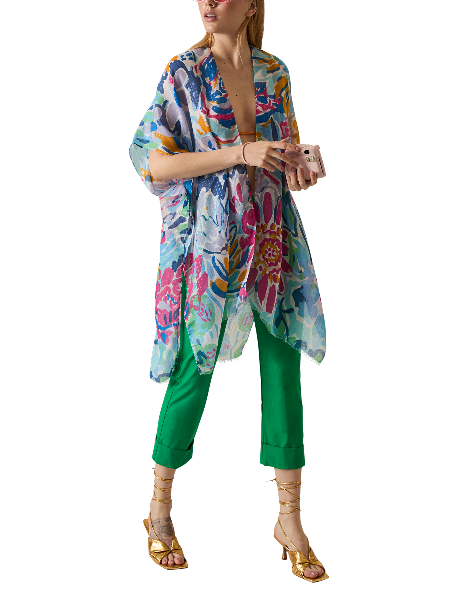 Product image 6 of 7, which shows James Lakeland Floral Fantasy Kaftan, Multi, One Size