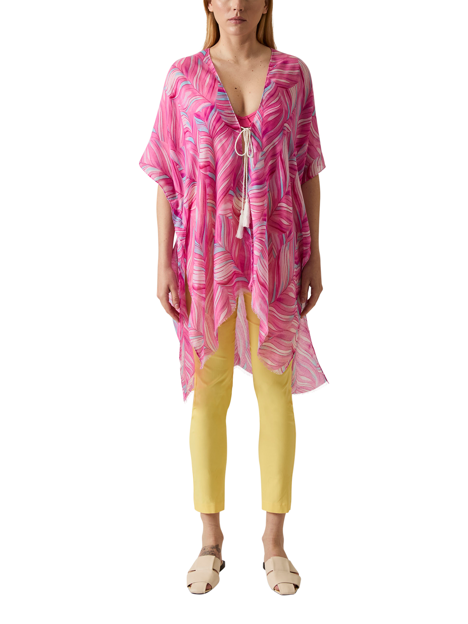 Product image 1 of 6, which shows James Lakeland Abstract Swirls Kaftan, Pink, One Size