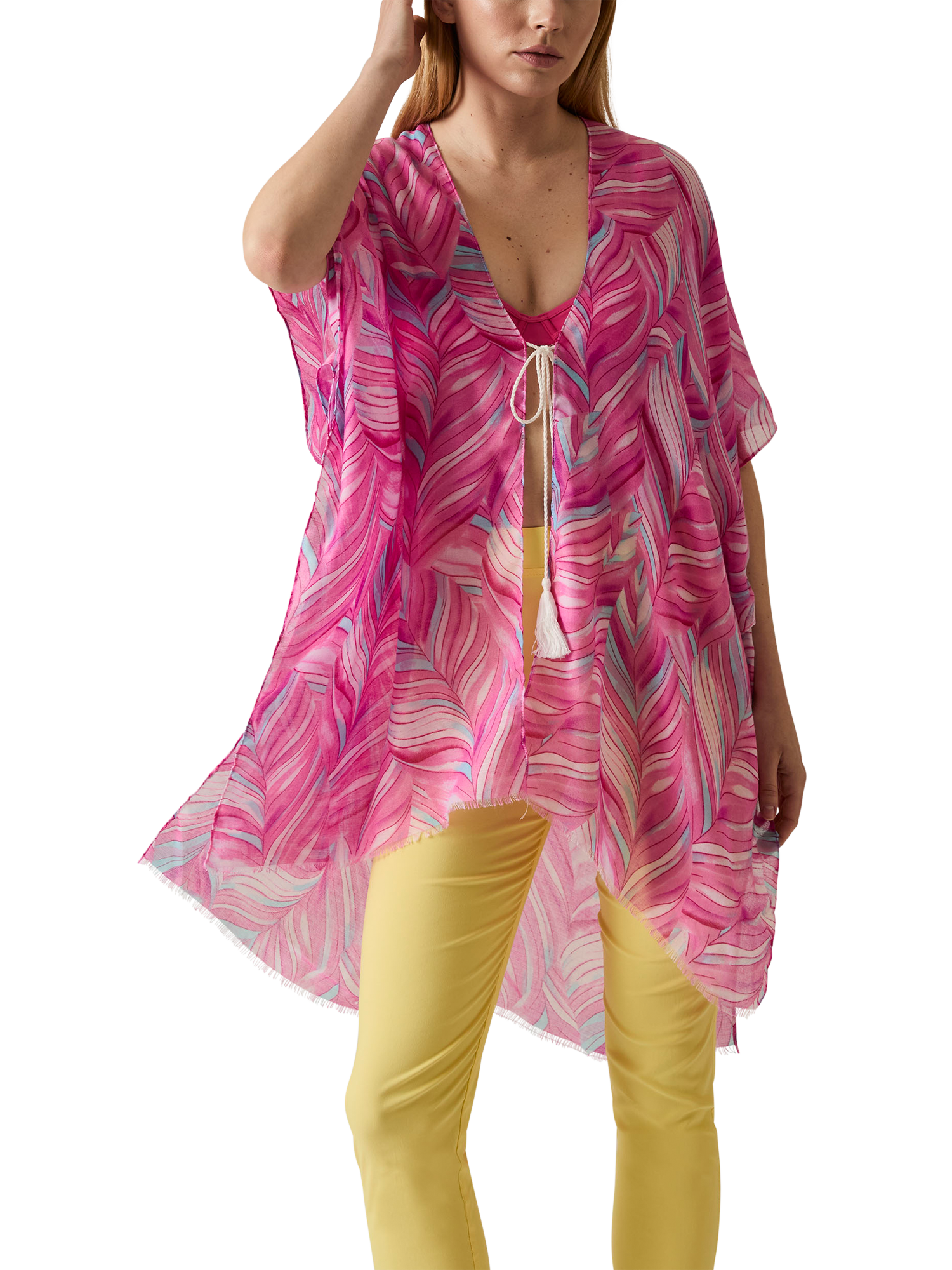 Product image 3 of 6, which shows James Lakeland Abstract Swirls Kaftan, Pink, One Size