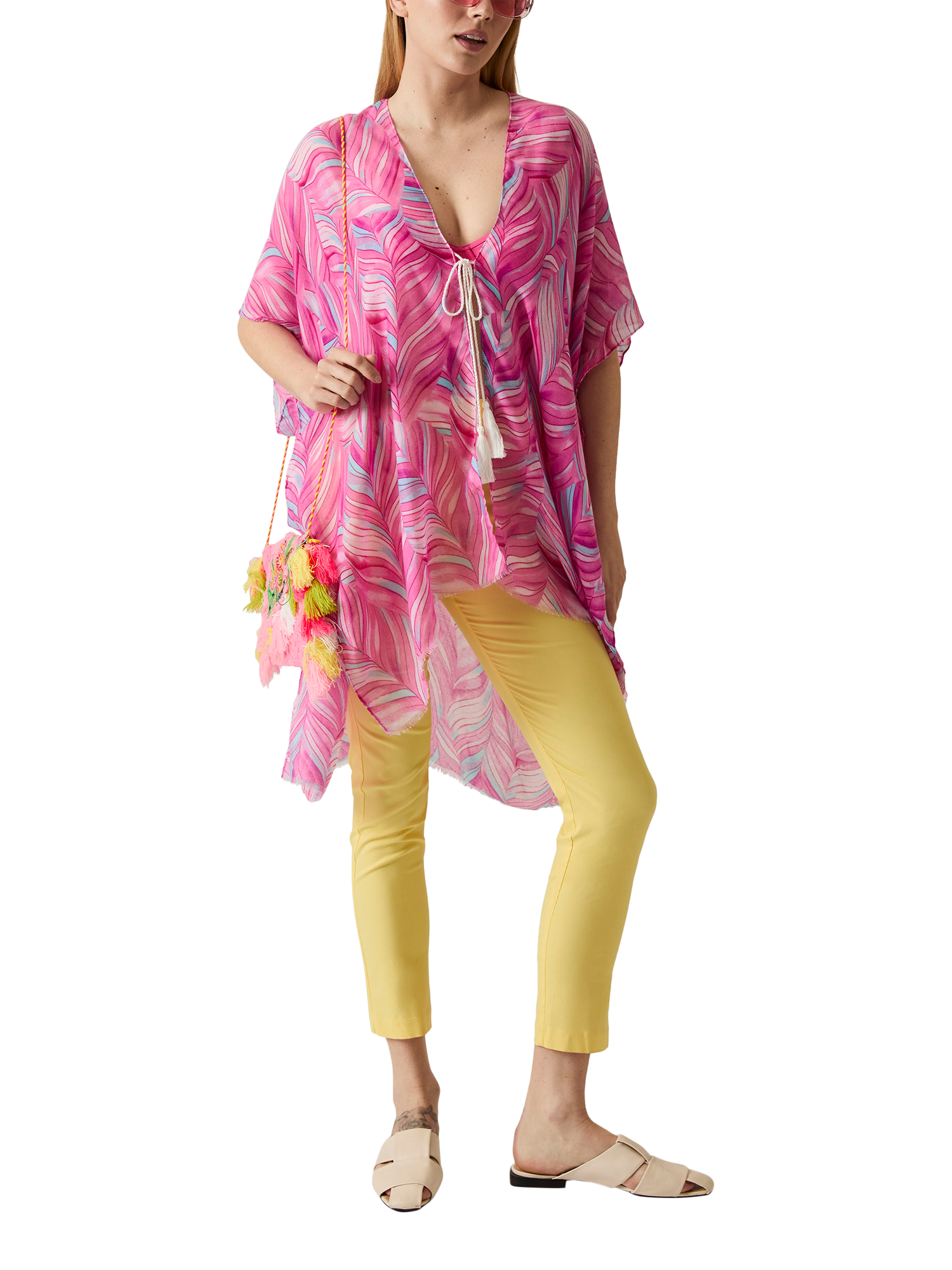 Product image 5 of 6, which shows James Lakeland Abstract Swirls Kaftan, Pink, One Size