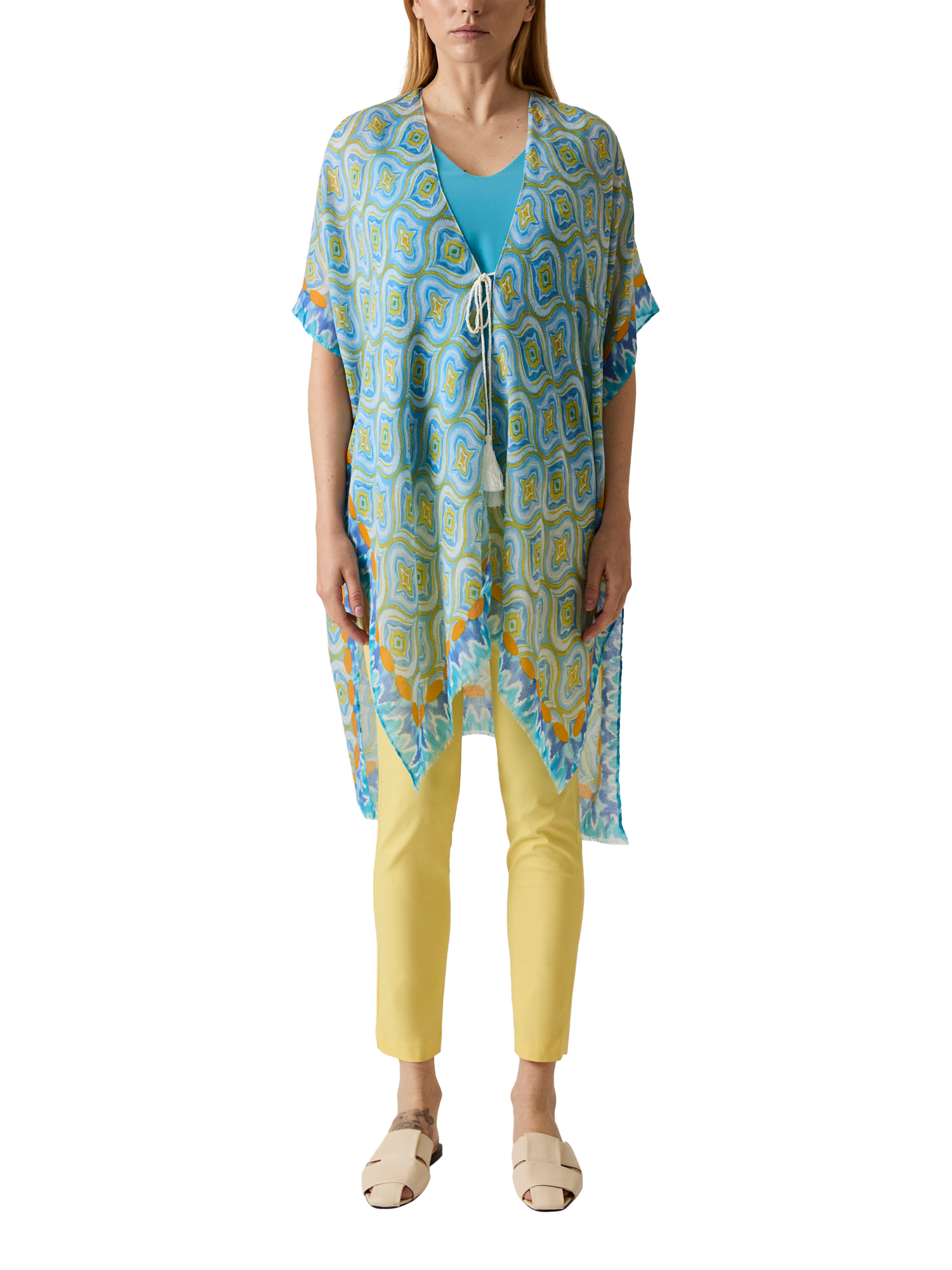 Product image 1 of 6, which shows James Lakeland Geometric Print Kaftan, Blue, One Size