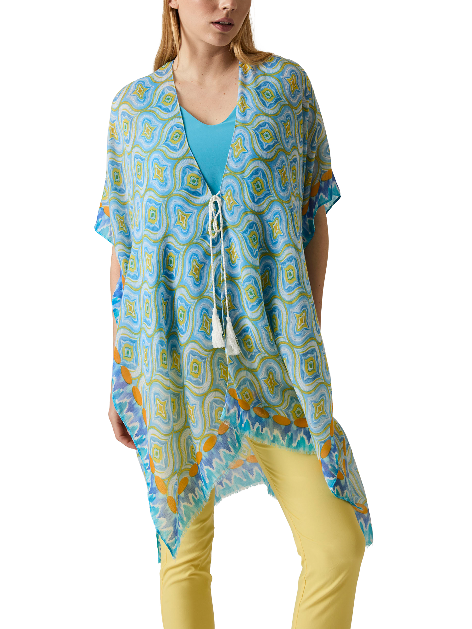 Product image 3 of 6, which shows James Lakeland Geometric Print Kaftan, Blue, One Size