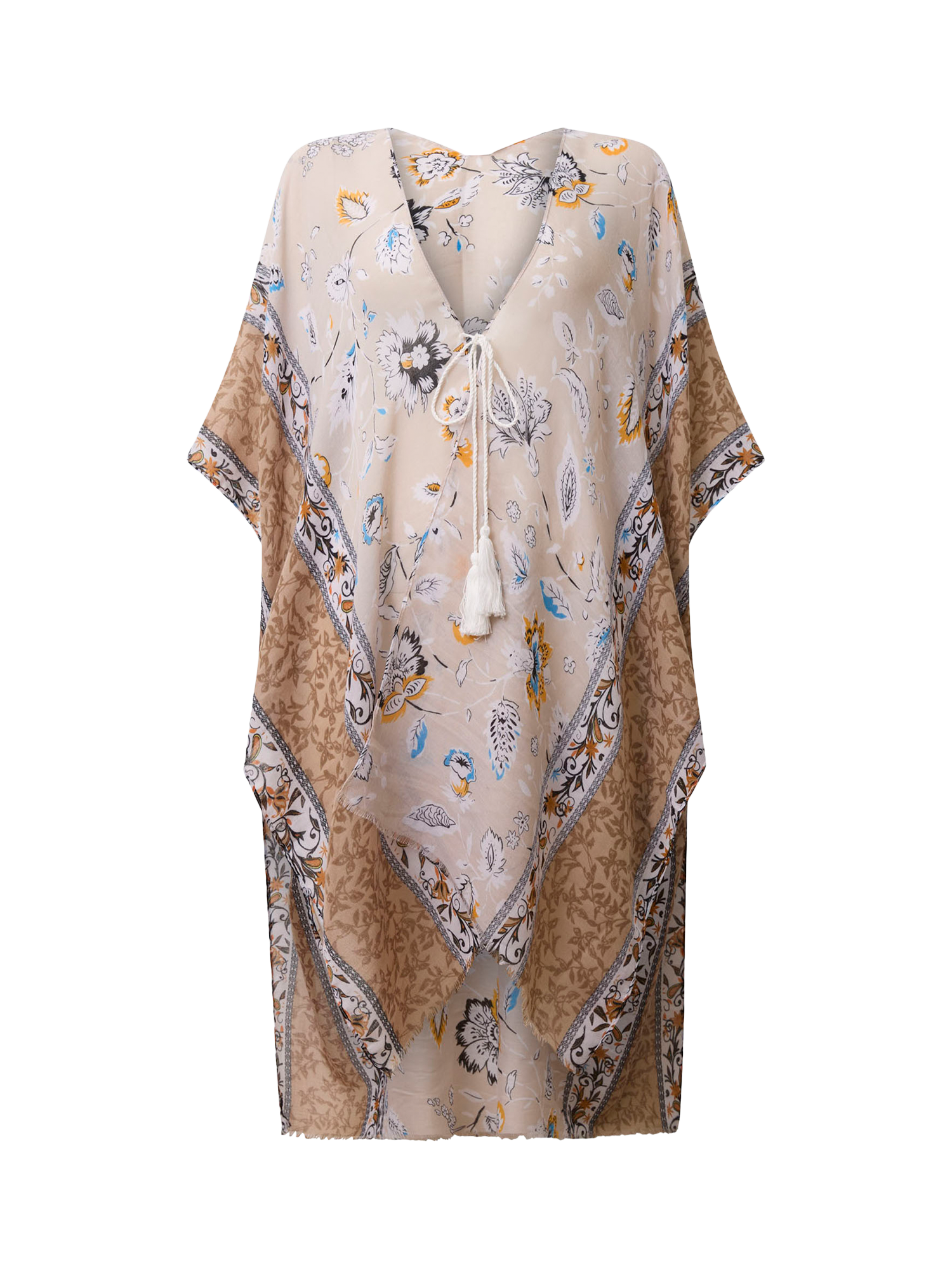 Product image 6 of 6, which shows James Lakeland Floral Paisley Kaftan, Beige, One Size