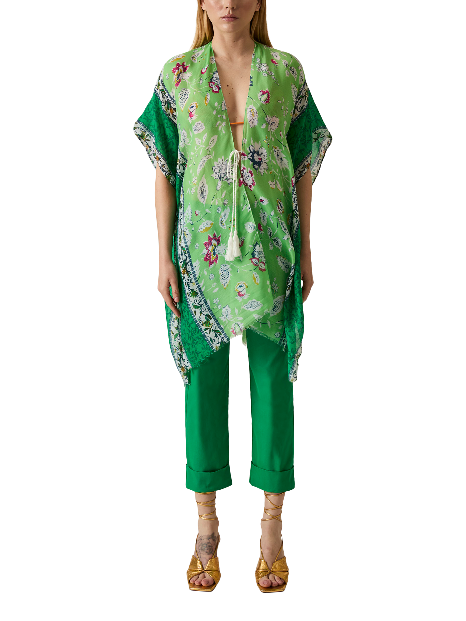 Product image 1 of 6, which shows James Lakeland Floral Paisley Kaftan, Green, One Size