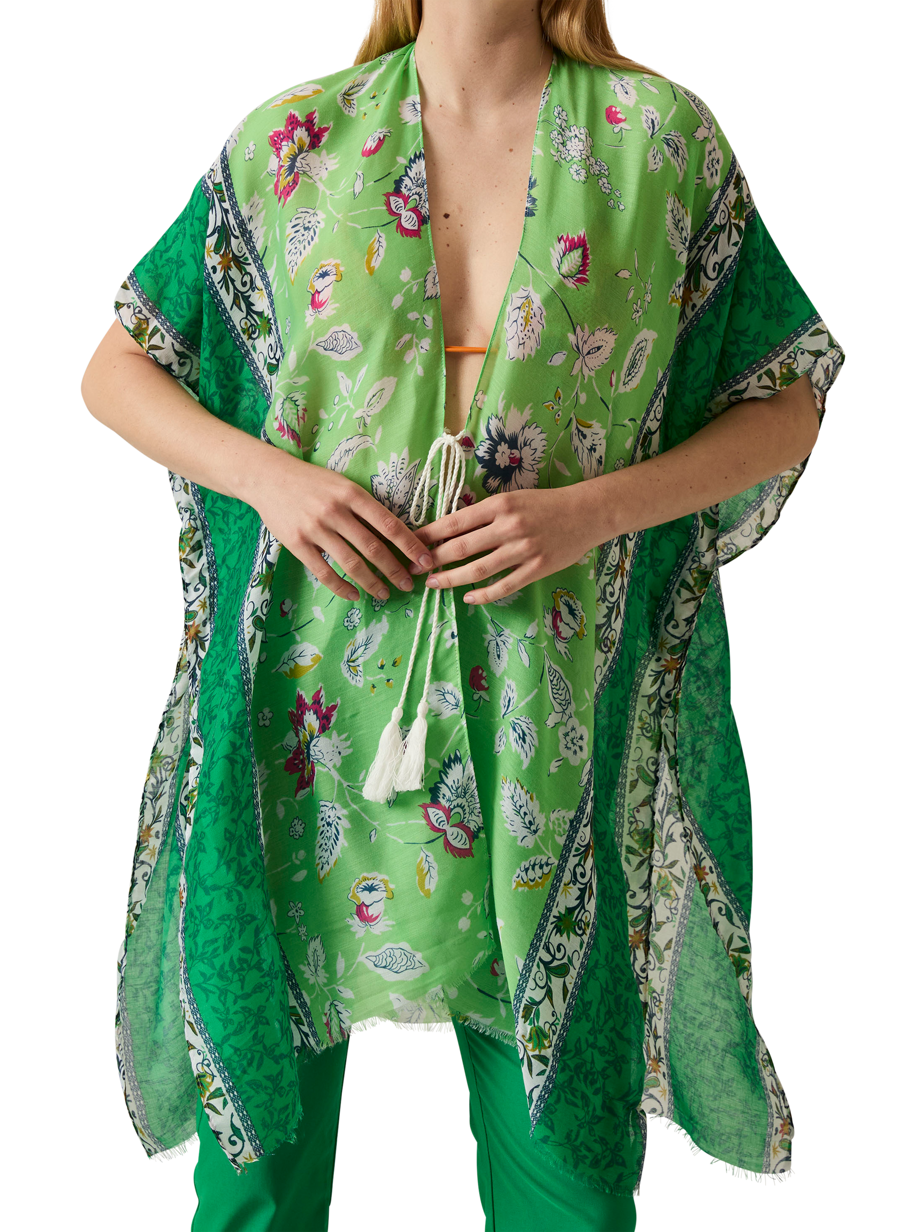 Product image 4 of 6, which shows James Lakeland Floral Paisley Kaftan, Green, One Size