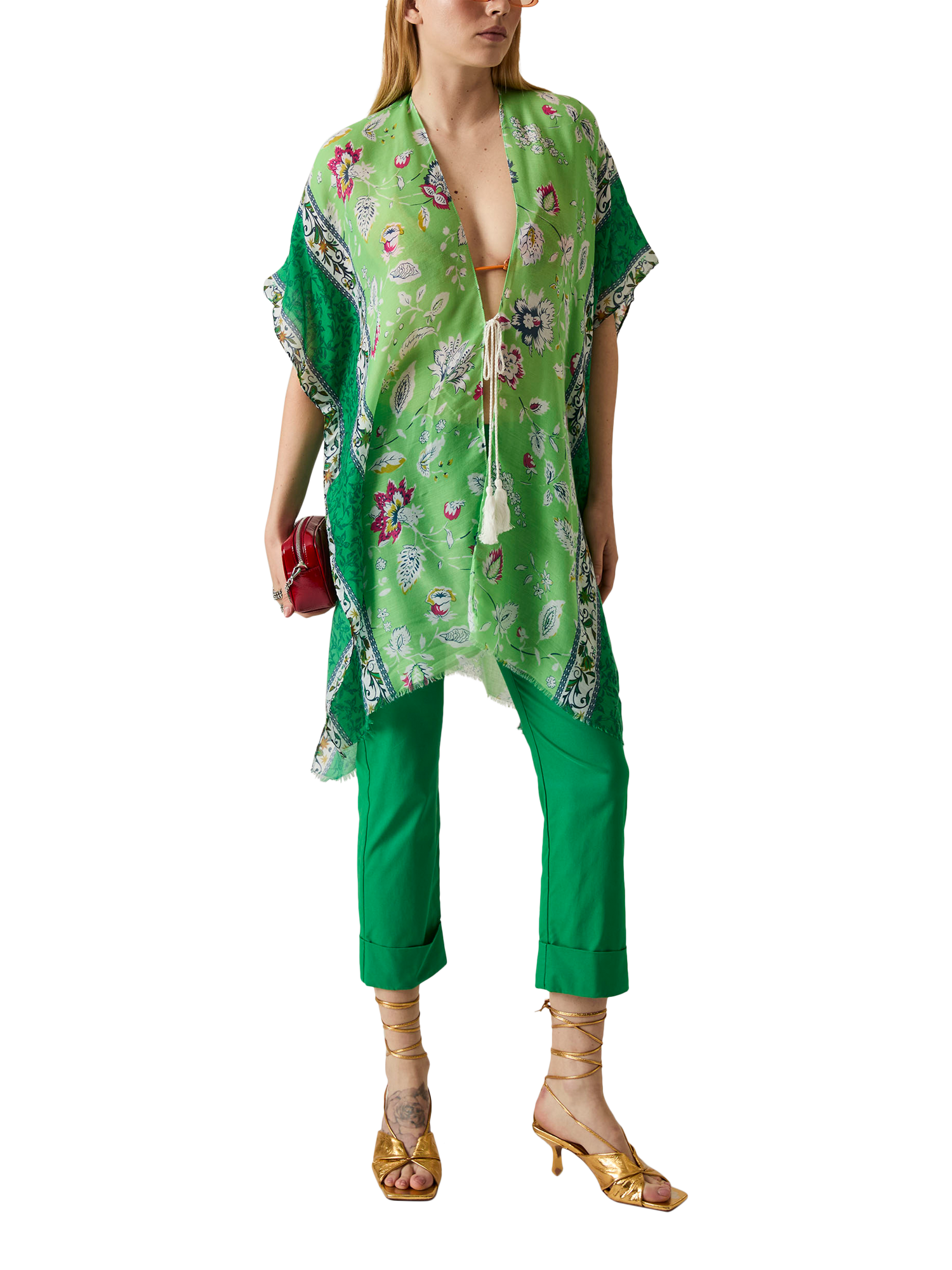 Product image 5 of 6, which shows James Lakeland Floral Paisley Kaftan, Green, One Size