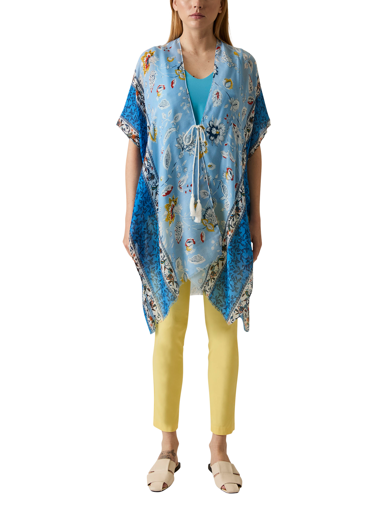 Product image 1 of 6, which shows James Lakeland Floral Paisley Kaftan, Blue, One Size