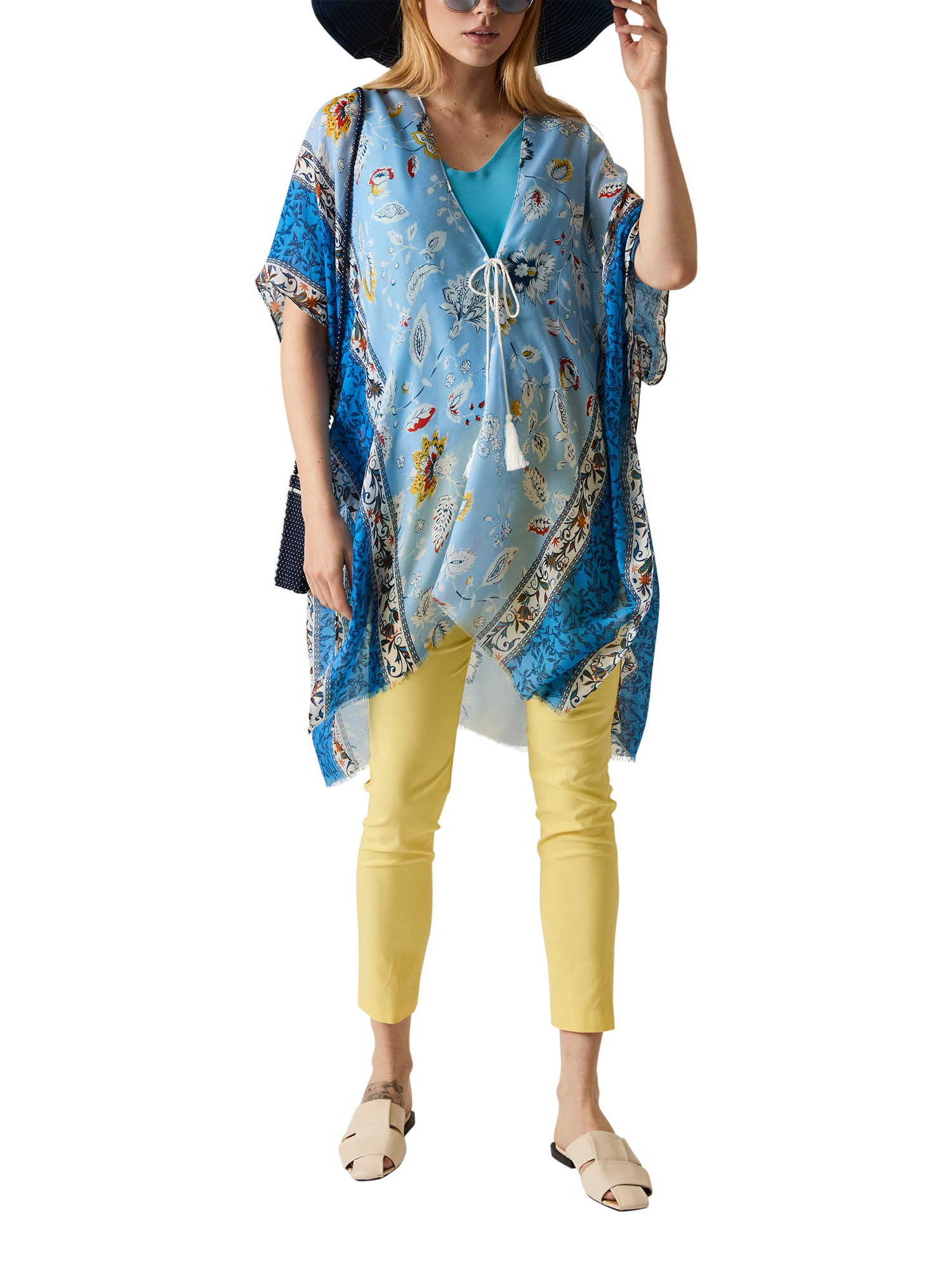 Product image 5 of 6, which shows James Lakeland Floral Paisley Kaftan, Blue, One Size