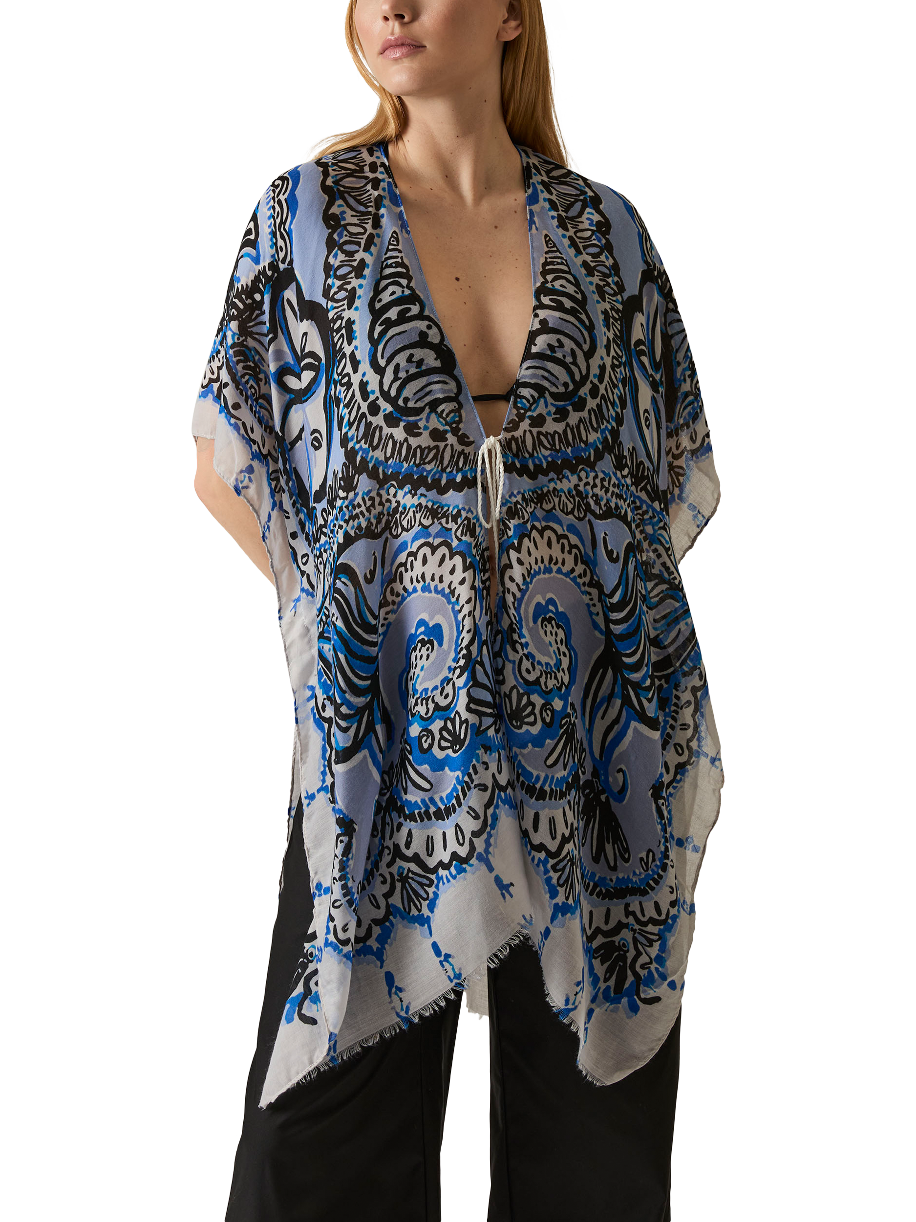 Product image 3 of 6, which shows James Lakeland Swirl Print Kaftan, Blue, One Size