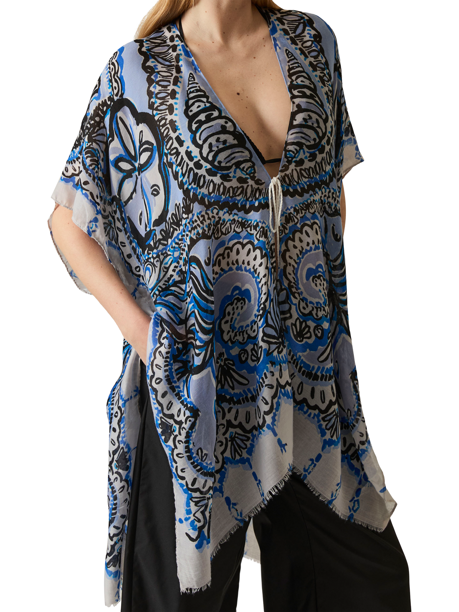 Product image 4 of 6, which shows James Lakeland Swirl Print Kaftan, Blue, One Size