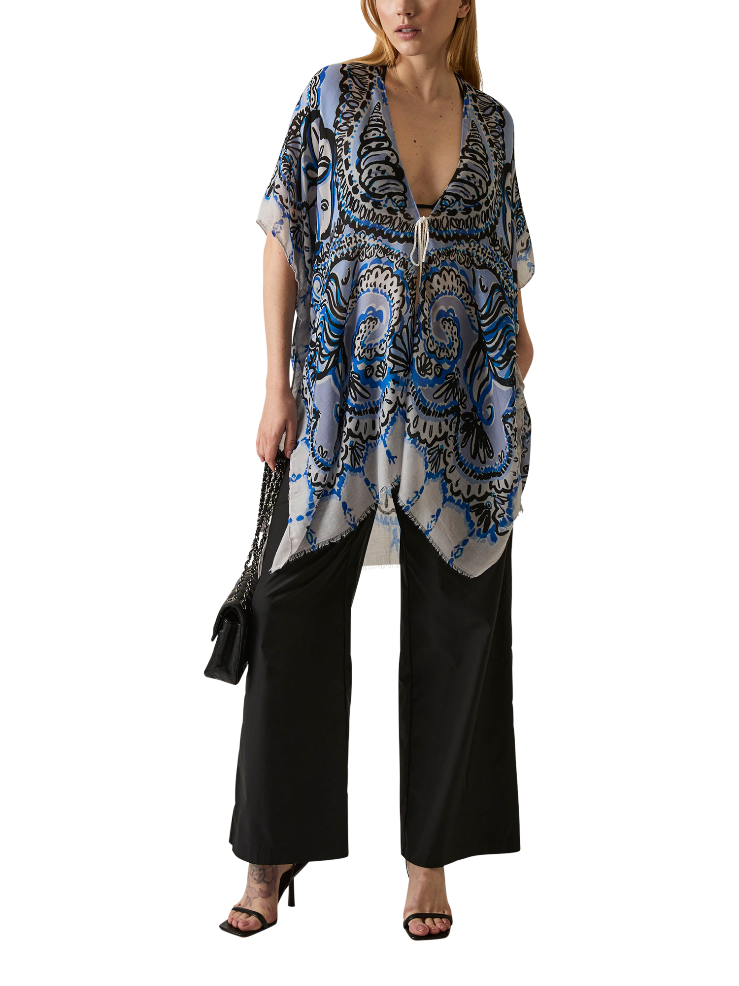 Product image 5 of 6, which shows James Lakeland Swirl Print Kaftan, Blue, One Size