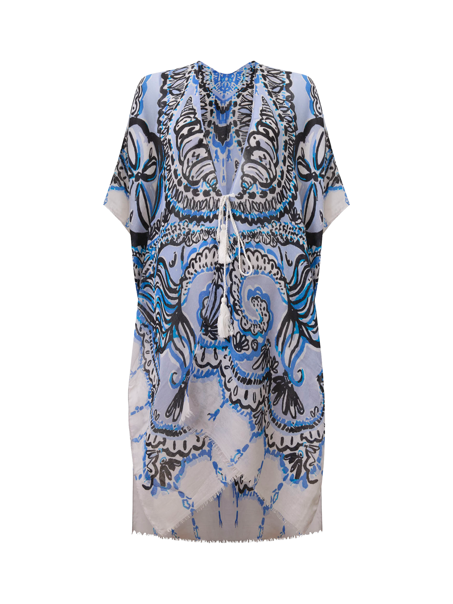 Product image 6 of 6, which shows James Lakeland Swirl Print Kaftan, Blue, One Size